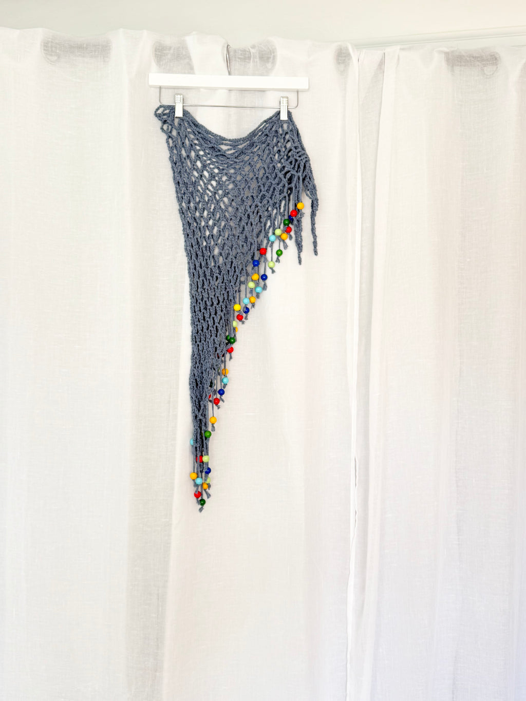 handmade crochet beaded mesh hip scarf wrap