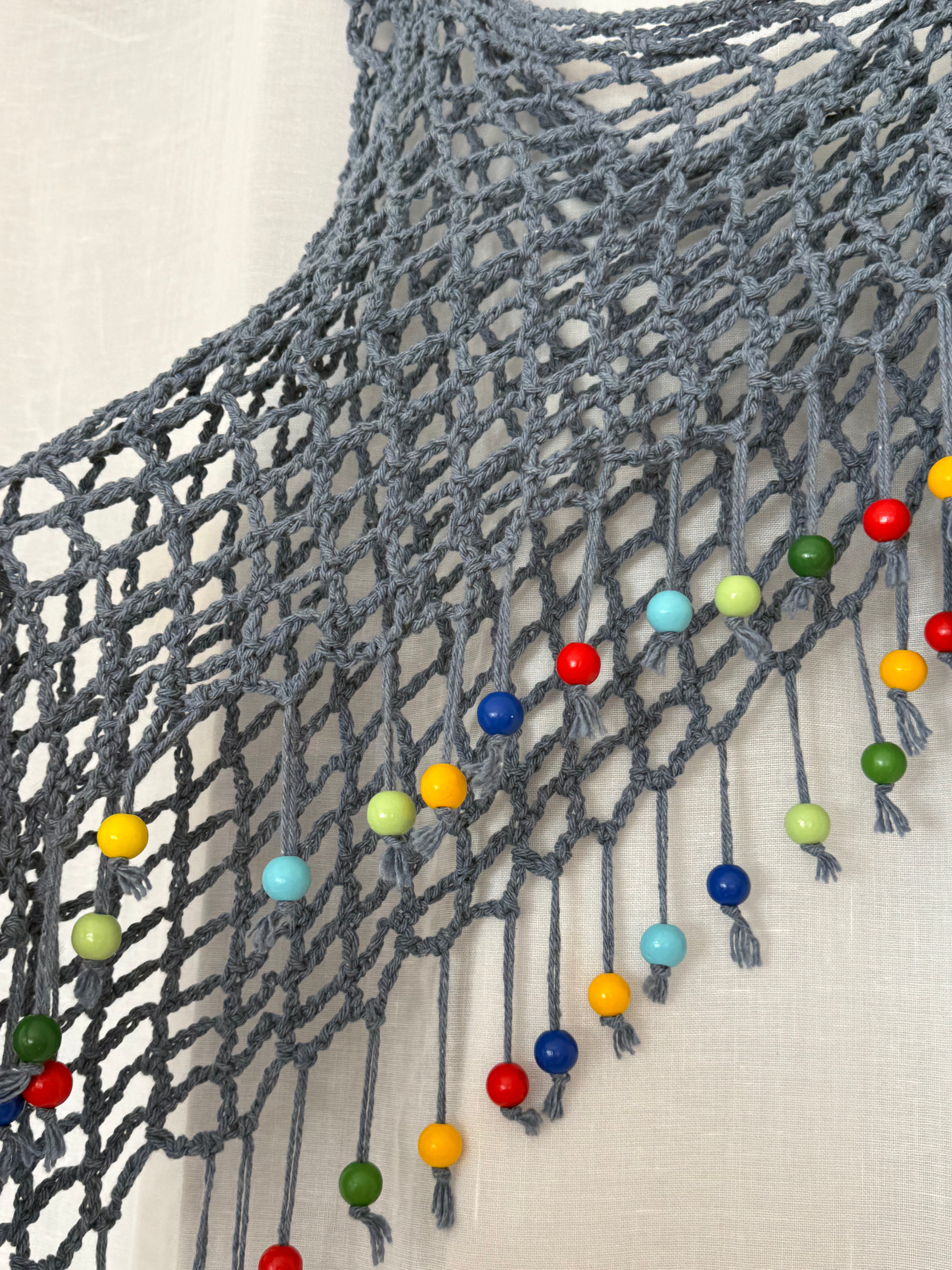 handmade crochet beaded mesh hip scarf wrap