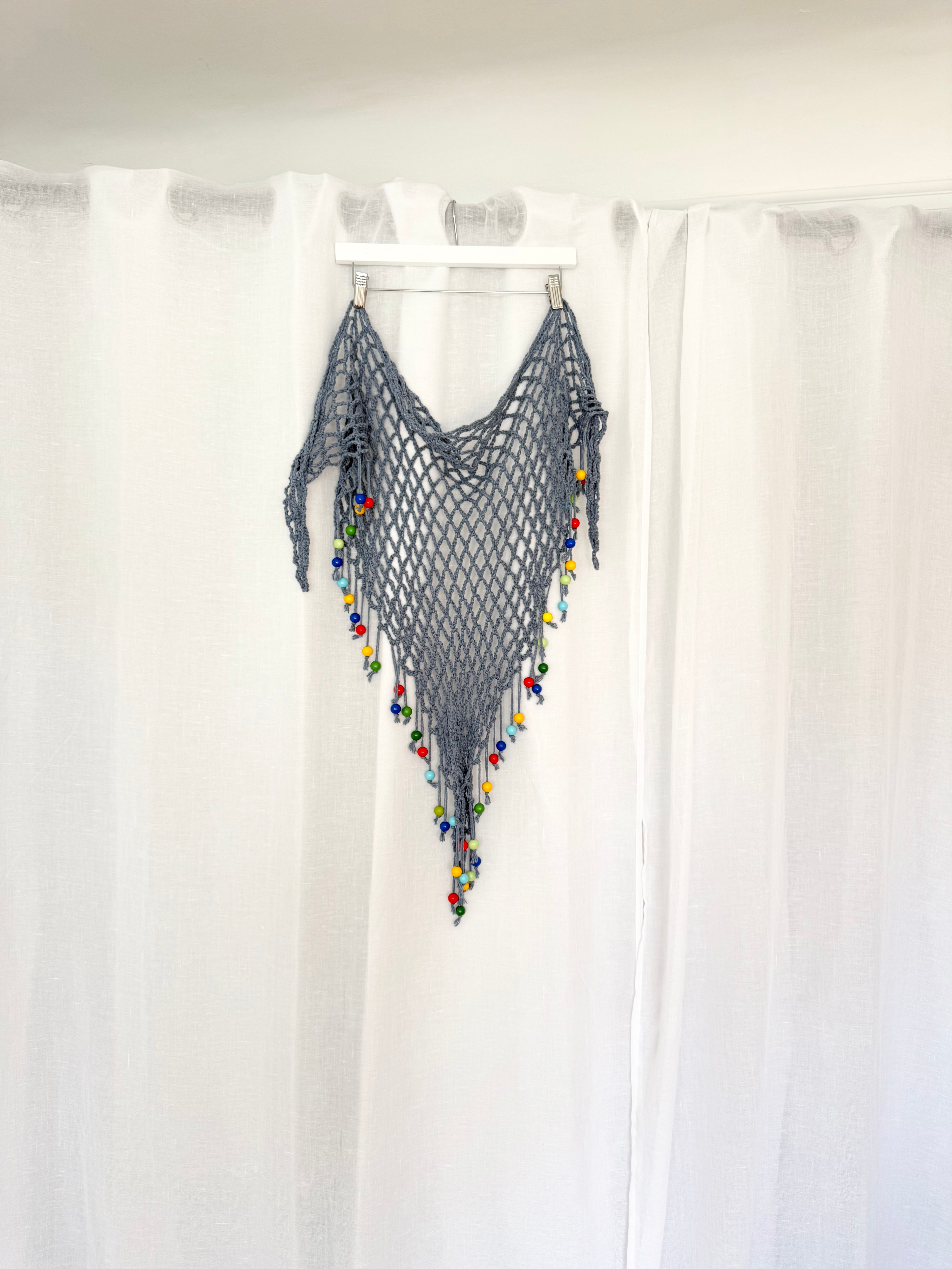 handmade crochet beaded mesh hip scarf wrap