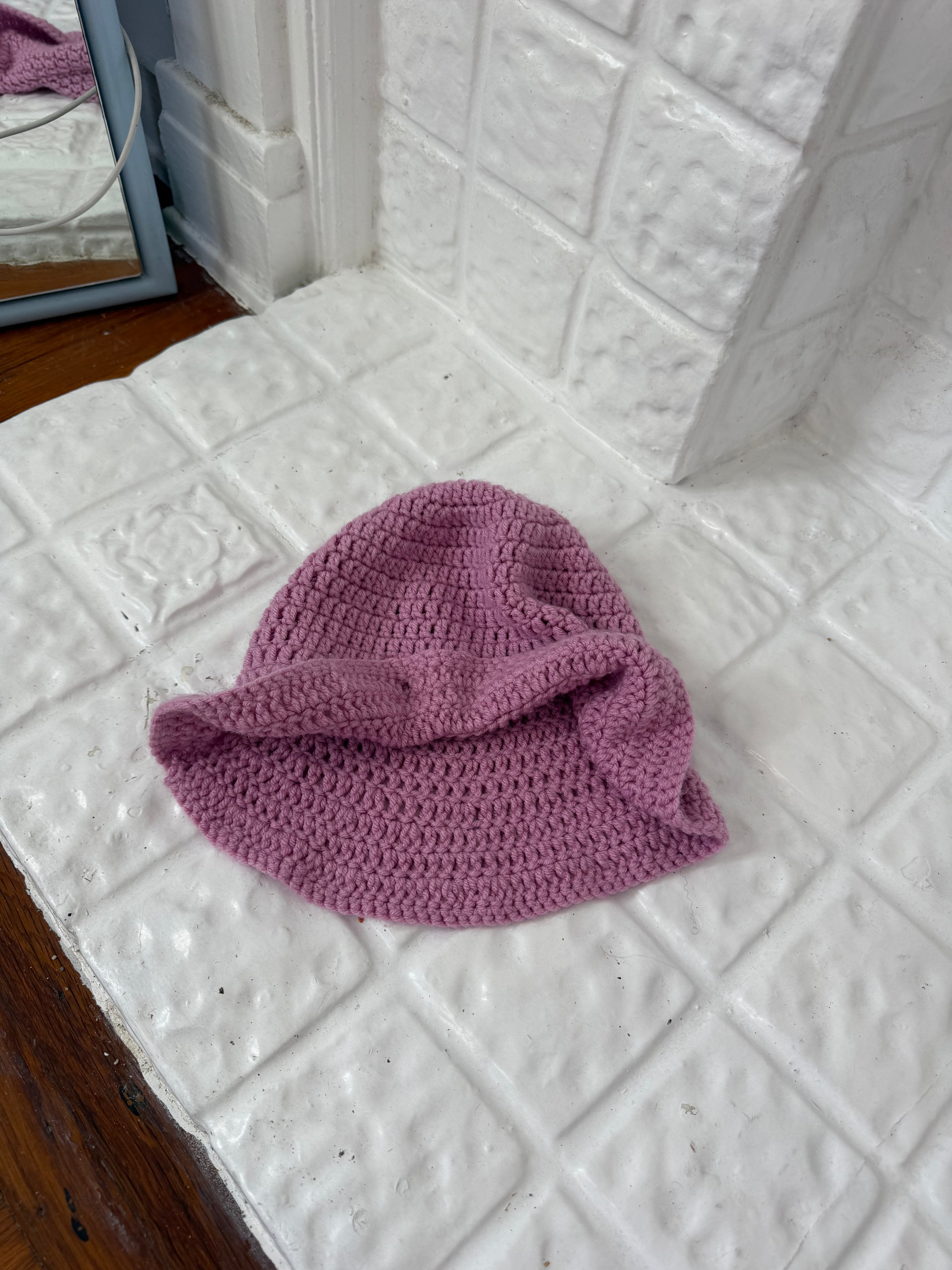 super thin hand-crocheted lilac beanie