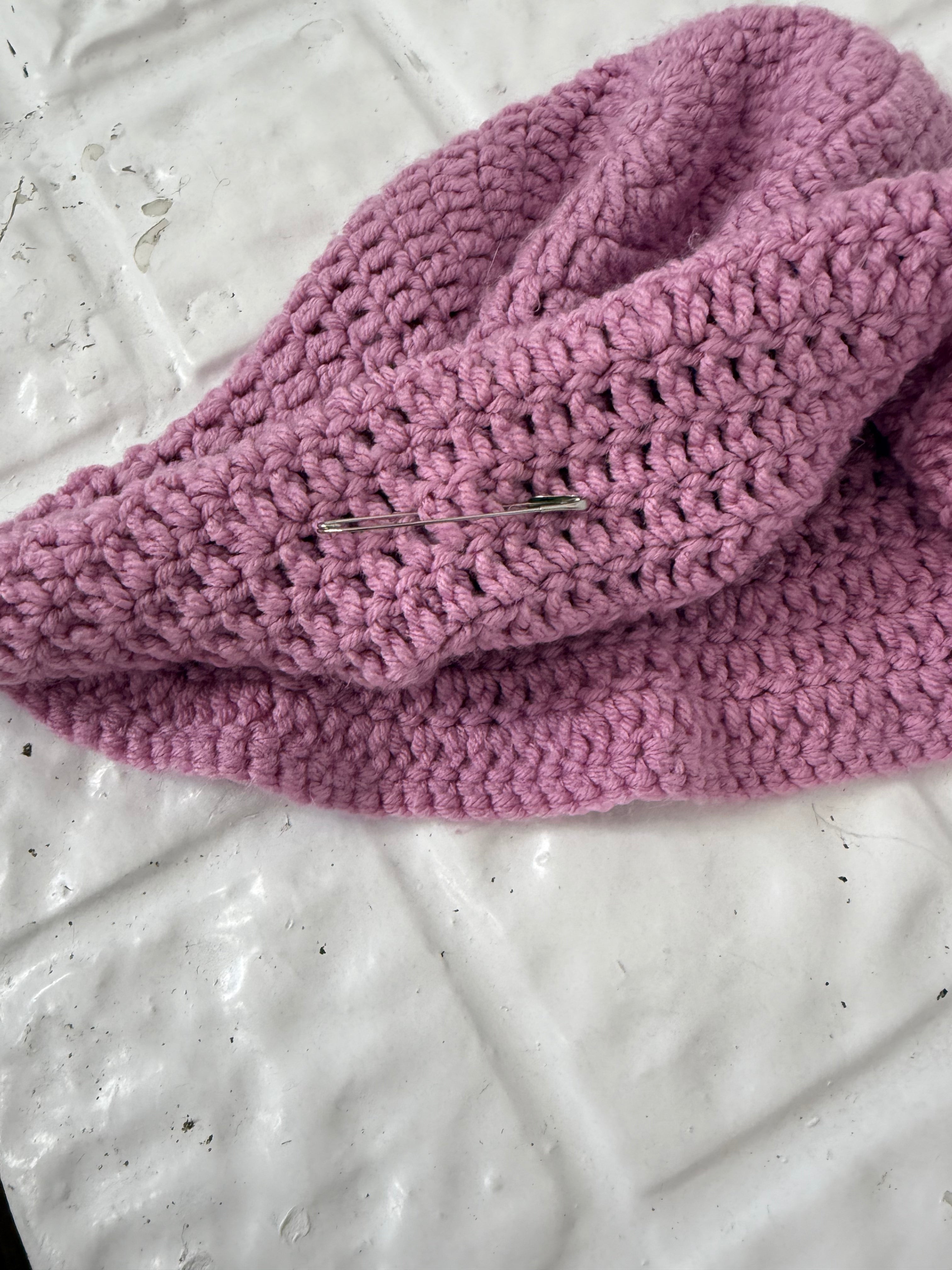 super thin hand-crocheted lilac beanie