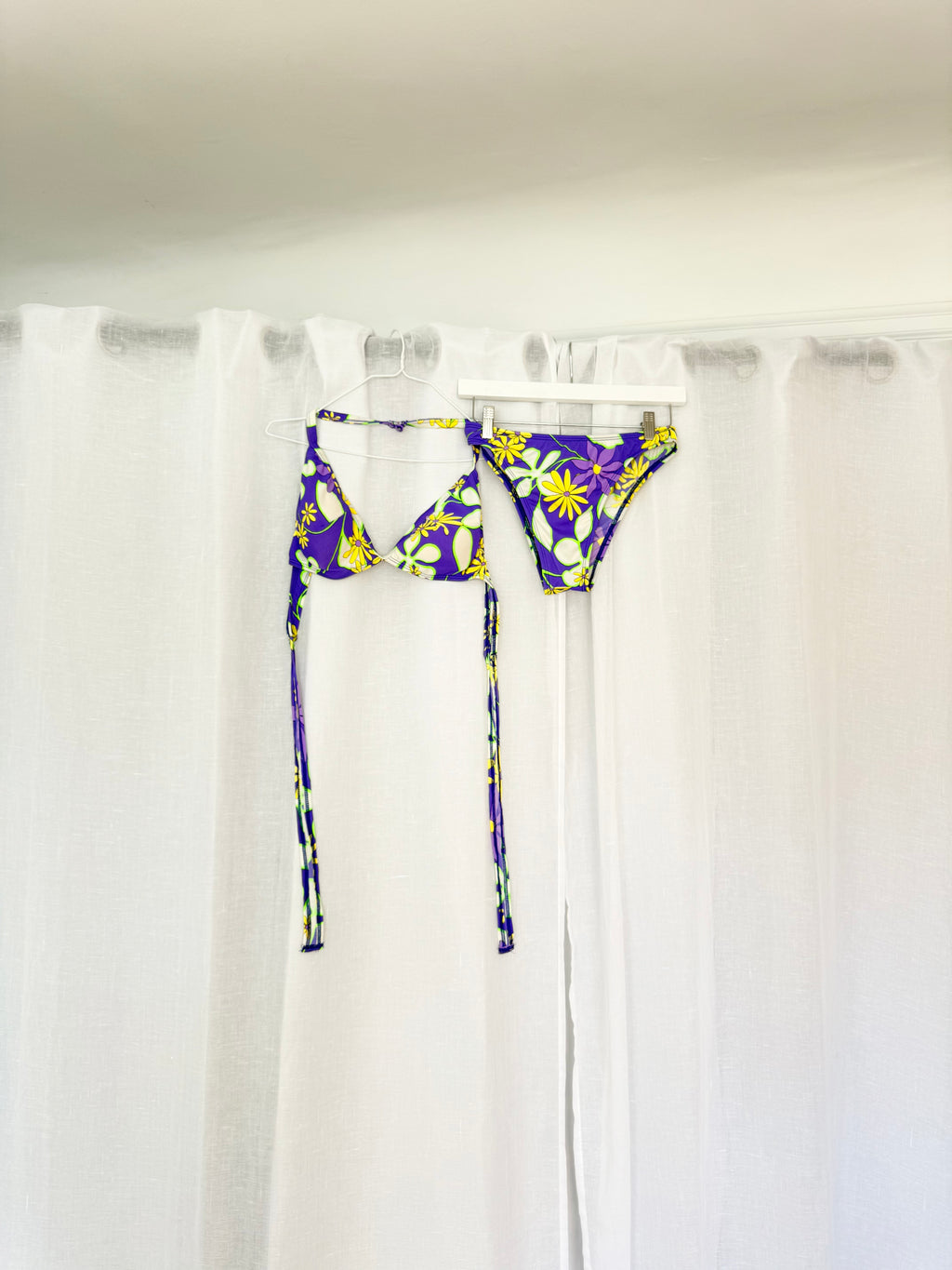 vintage y2k floral halter bikini set purple