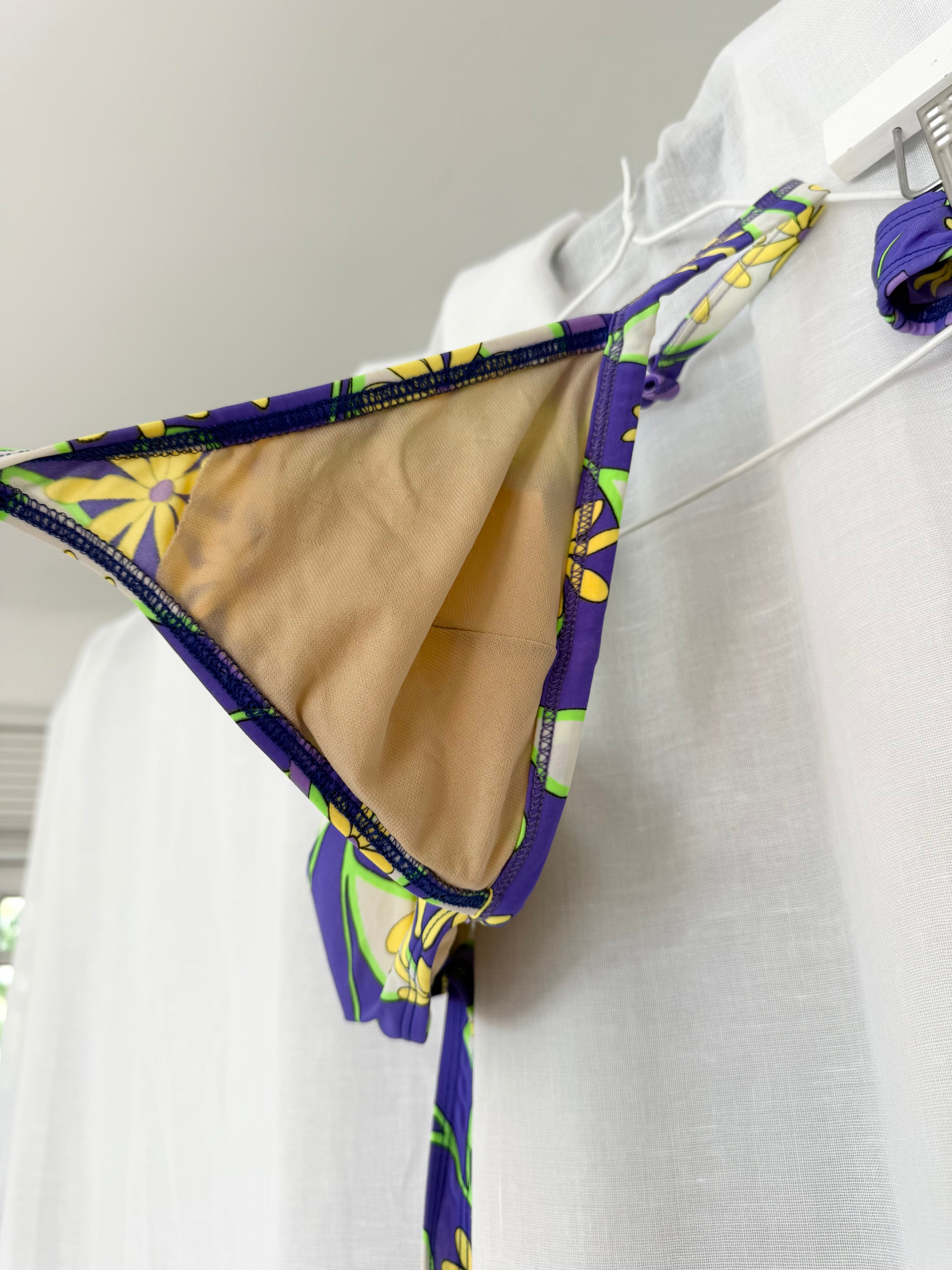 vintage y2k floral halter bikini set purple