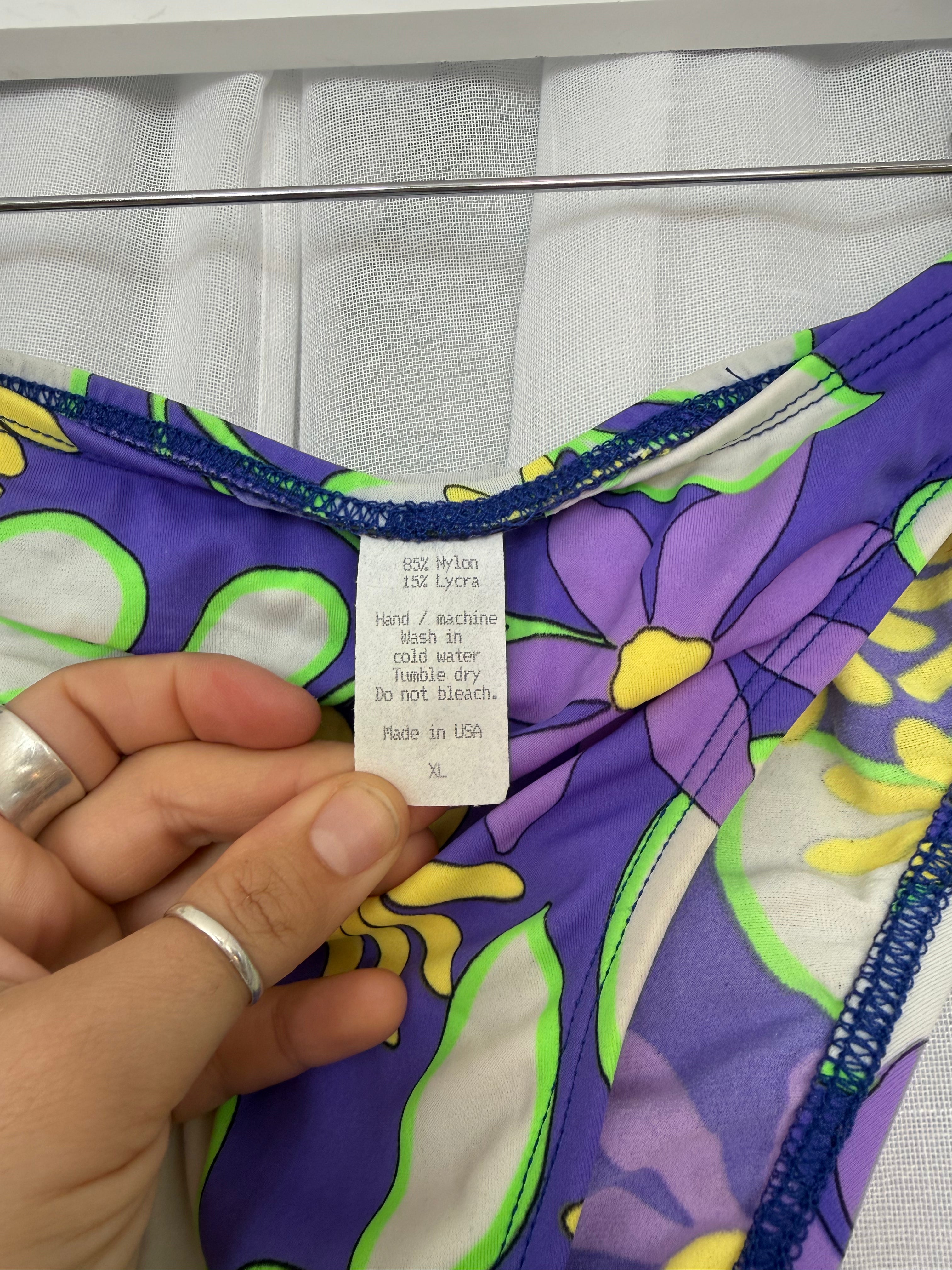 vintage y2k floral halter bikini set purple