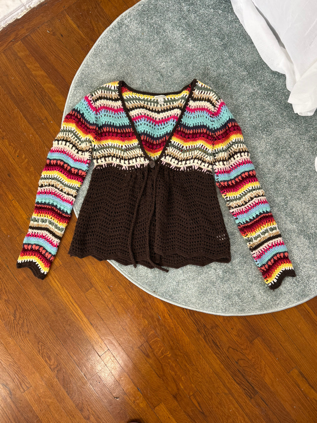 multicolor crochet knit cardigan