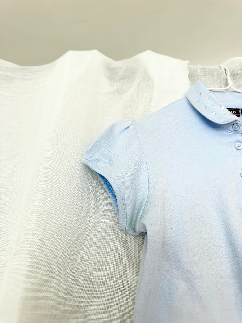 y2k baby blue rhinestone collar polo top