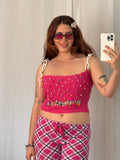 y2k upcycled beaded chain strap tank