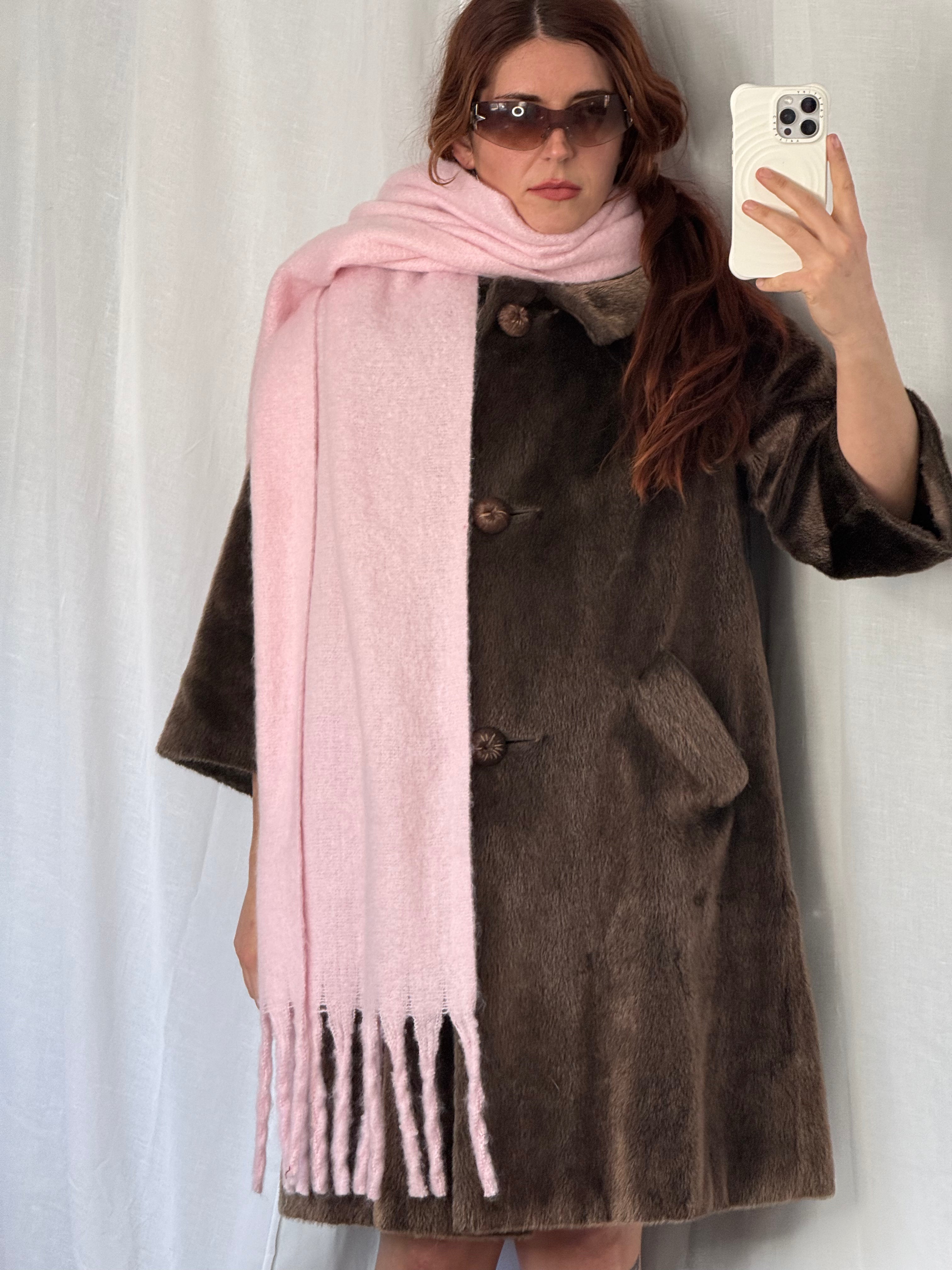 soft blush pink knit scarf