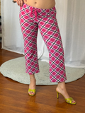 ✶ y2k low rise pink plaid fleece capri pants ✶