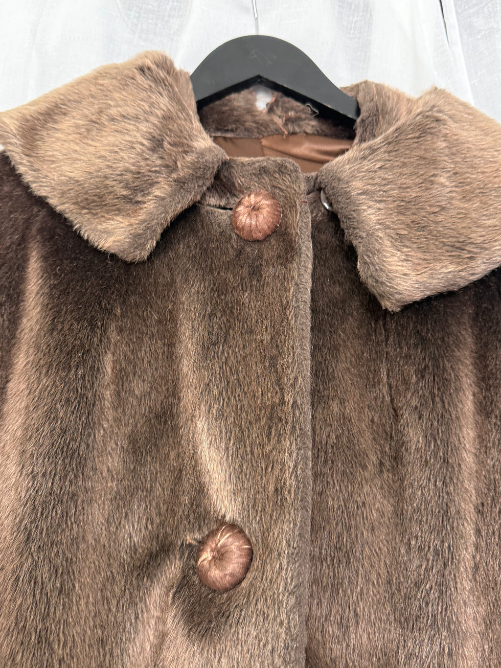 vintage faux fur brown coat