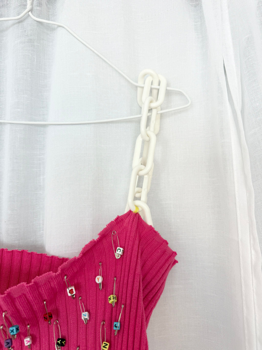 y2k upcycled beaded chain strap tank