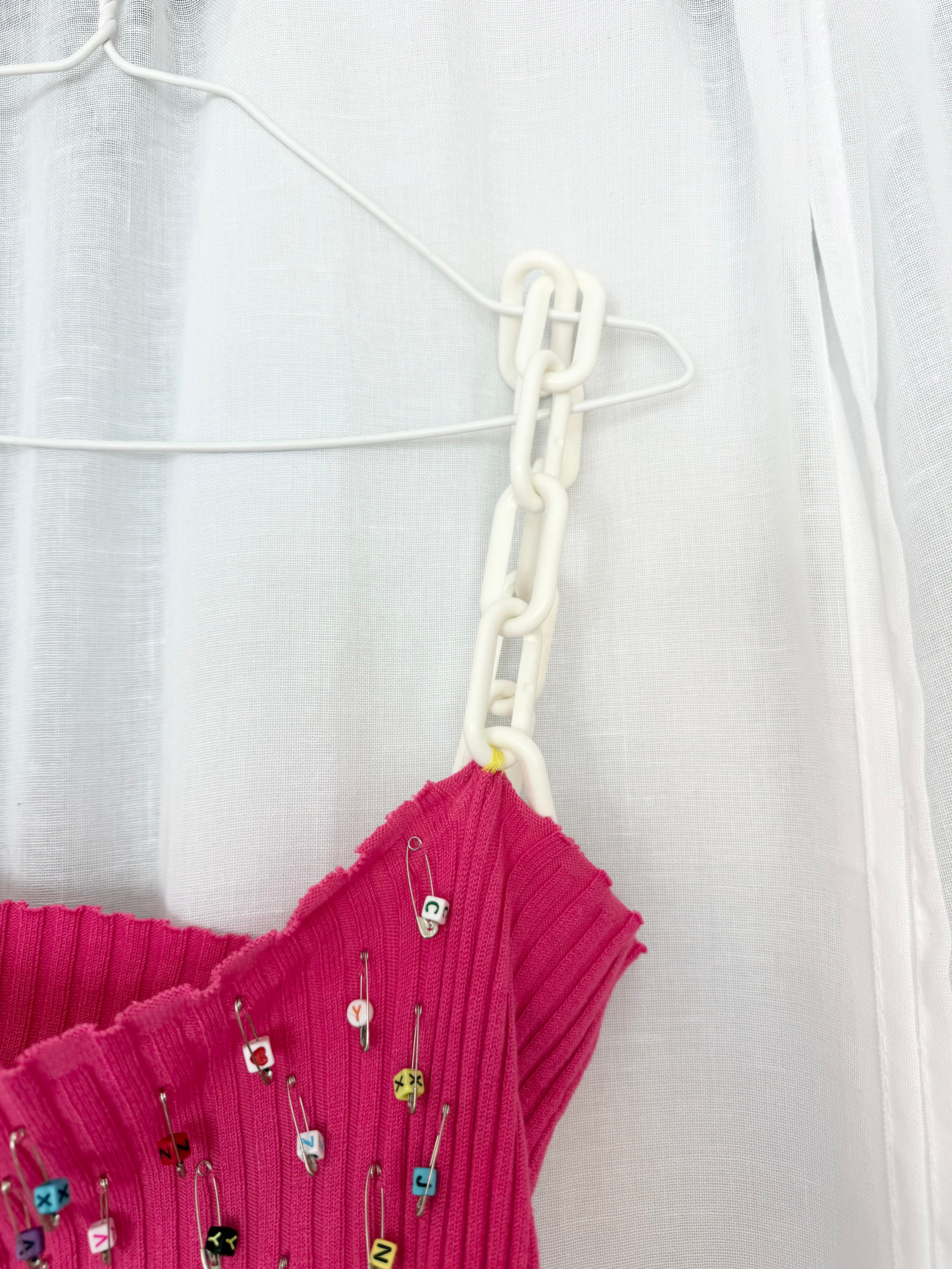 y2k upcycled beaded chain strap tank