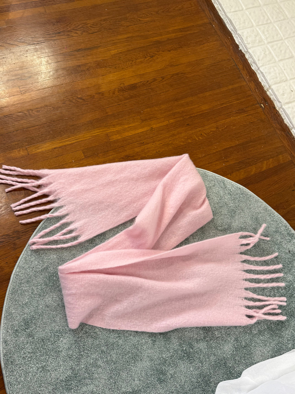 soft blush pink knit scarf