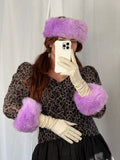 ✧ ☆ purple faux fur headband + cuff set ☆ ✧