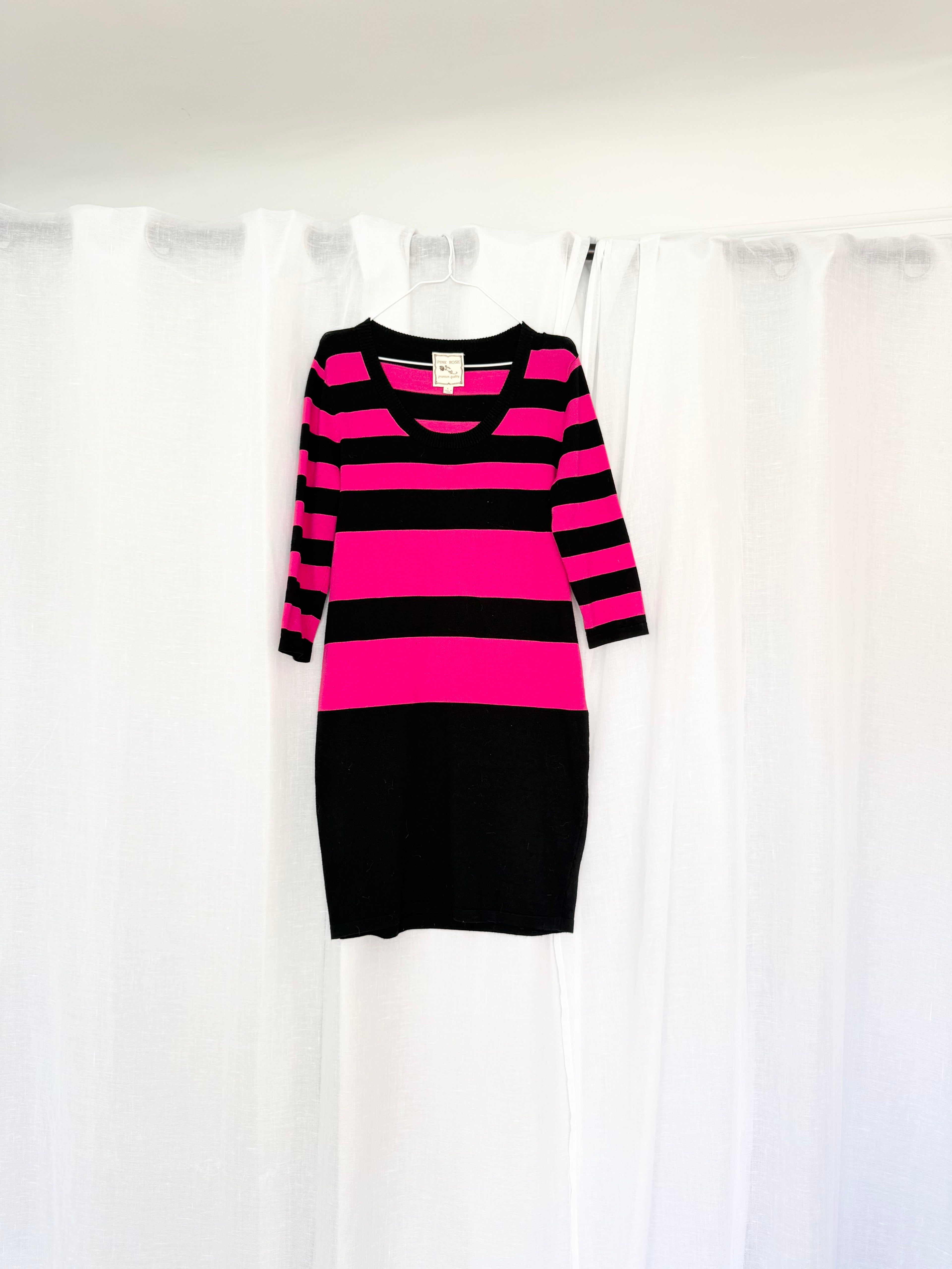 ✶ y2k hot pink striped knit dress ✶