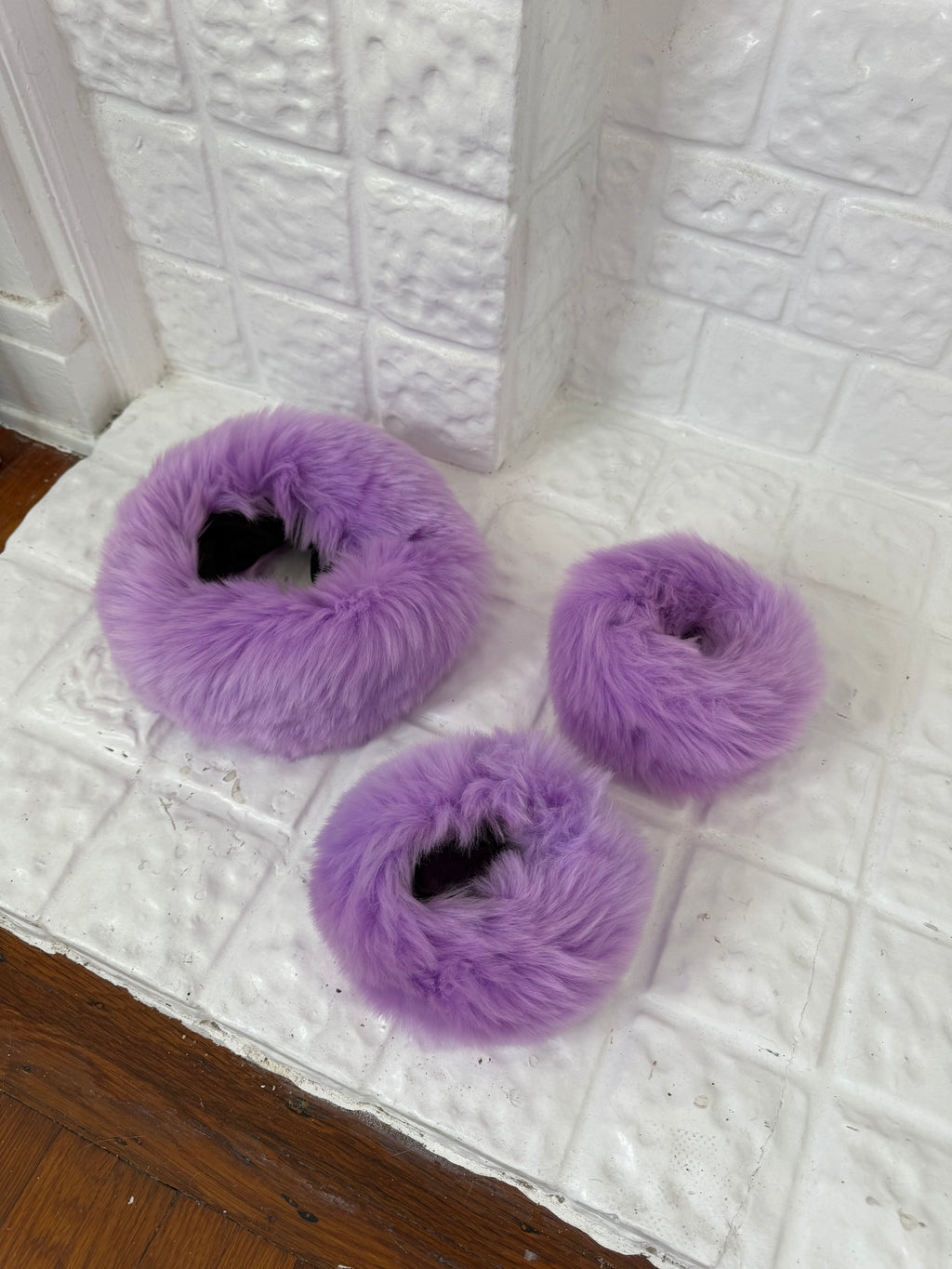 ✧ ☆ purple faux fur headband + cuff set ☆ ✧