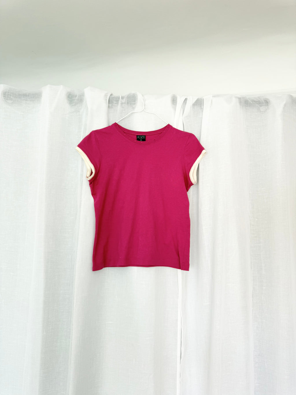 y2k layered rhinestone hot pink baby tee