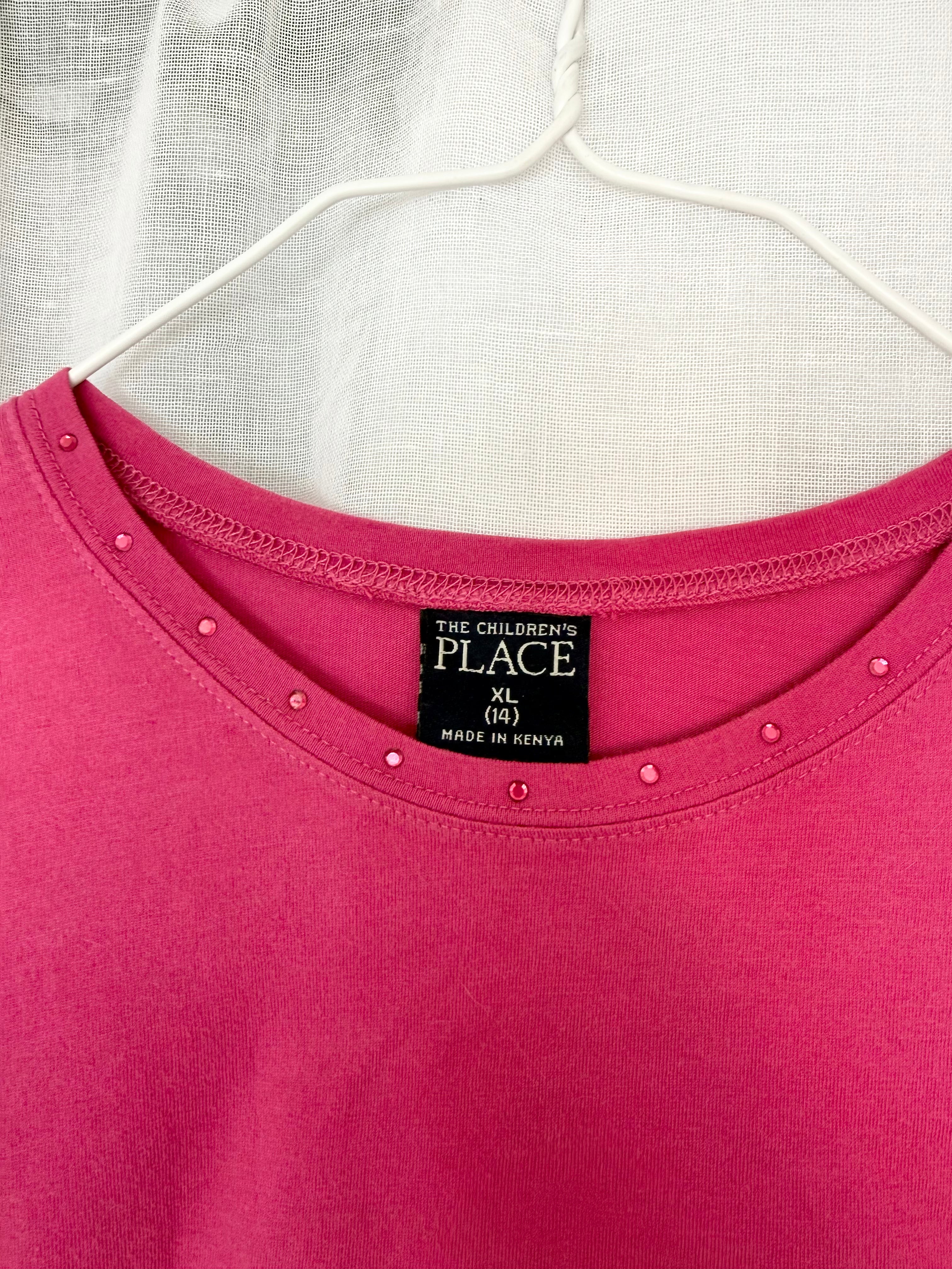 y2k layered rhinestone hot pink baby tee