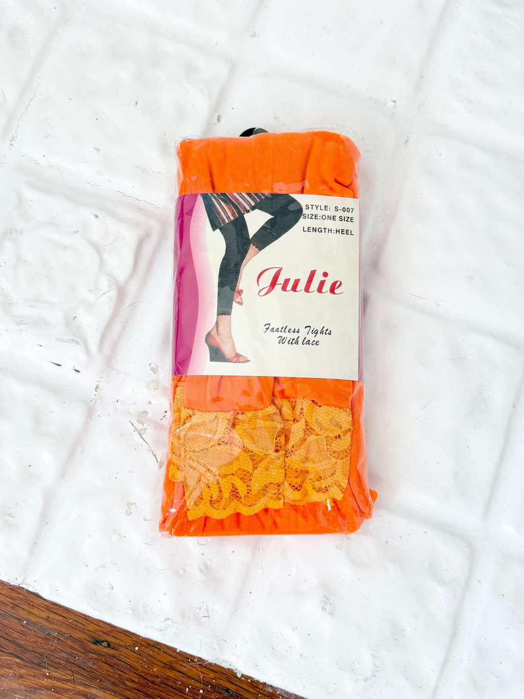 y2k orange lace capri leggings/ lace tights