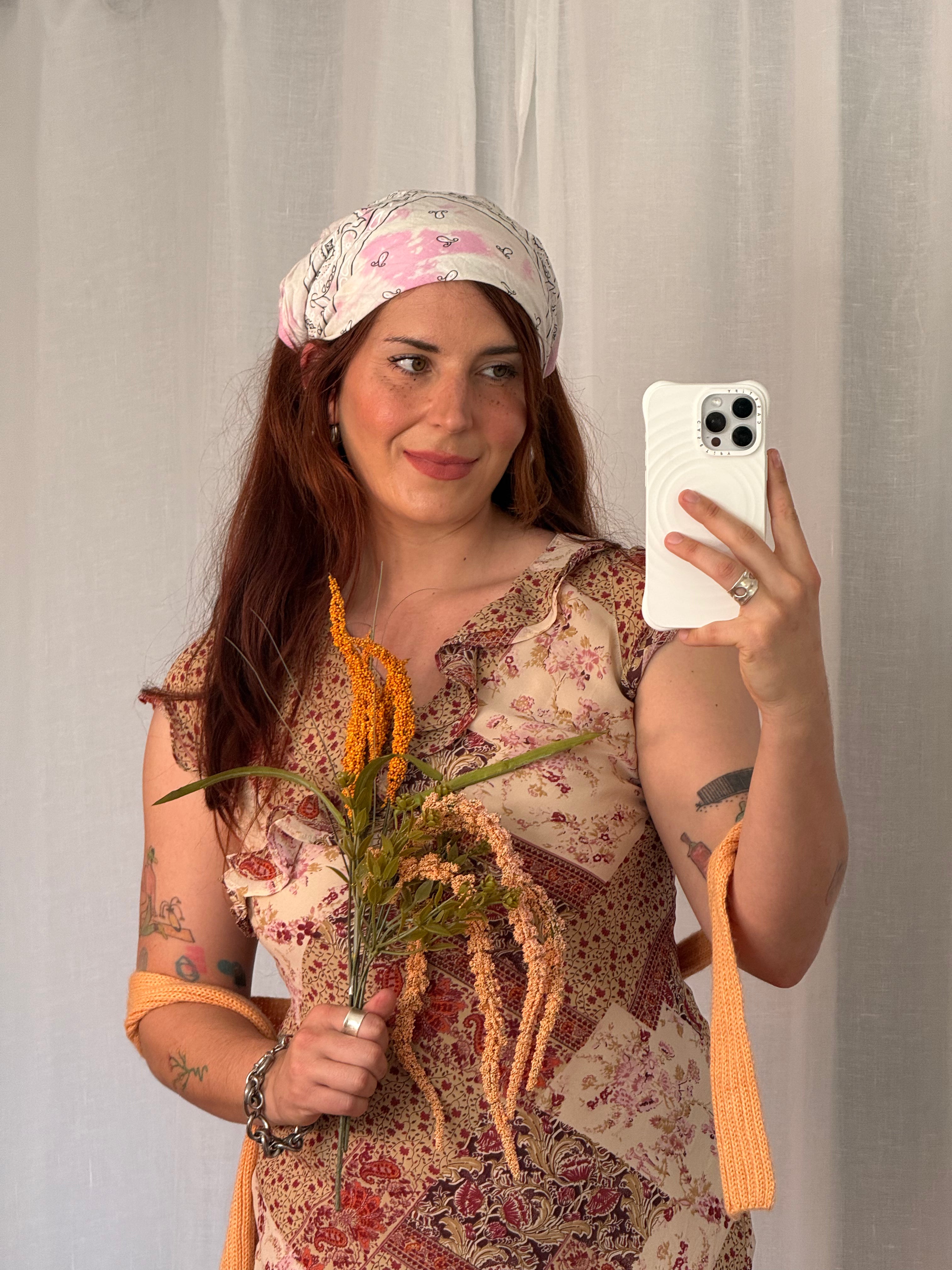 ⋆୨୧˚ hand dyed pink tie dye bandana scarf ˚୨୧⋆