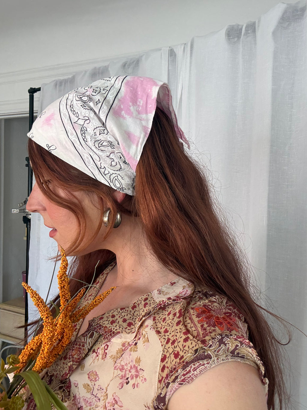 ⋆୨୧˚ hand dyed pink tie dye bandana scarf ˚୨୧⋆