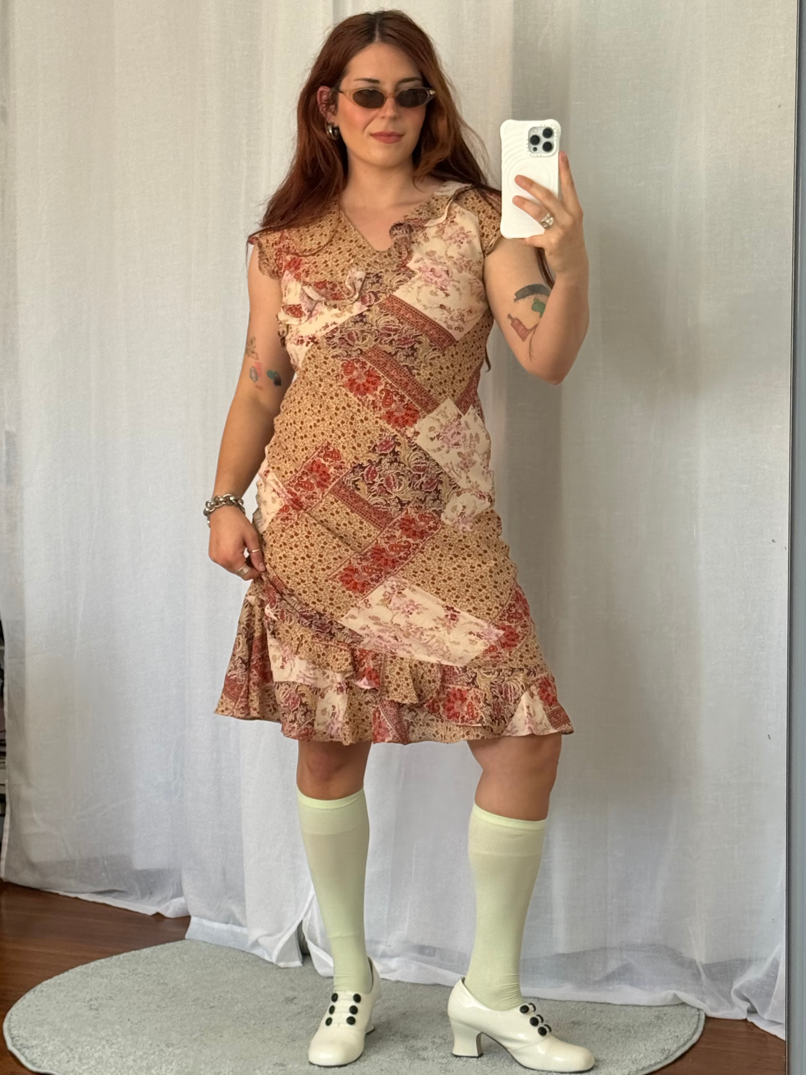 ✿ vintage patchwork floral handkerchief midi dress