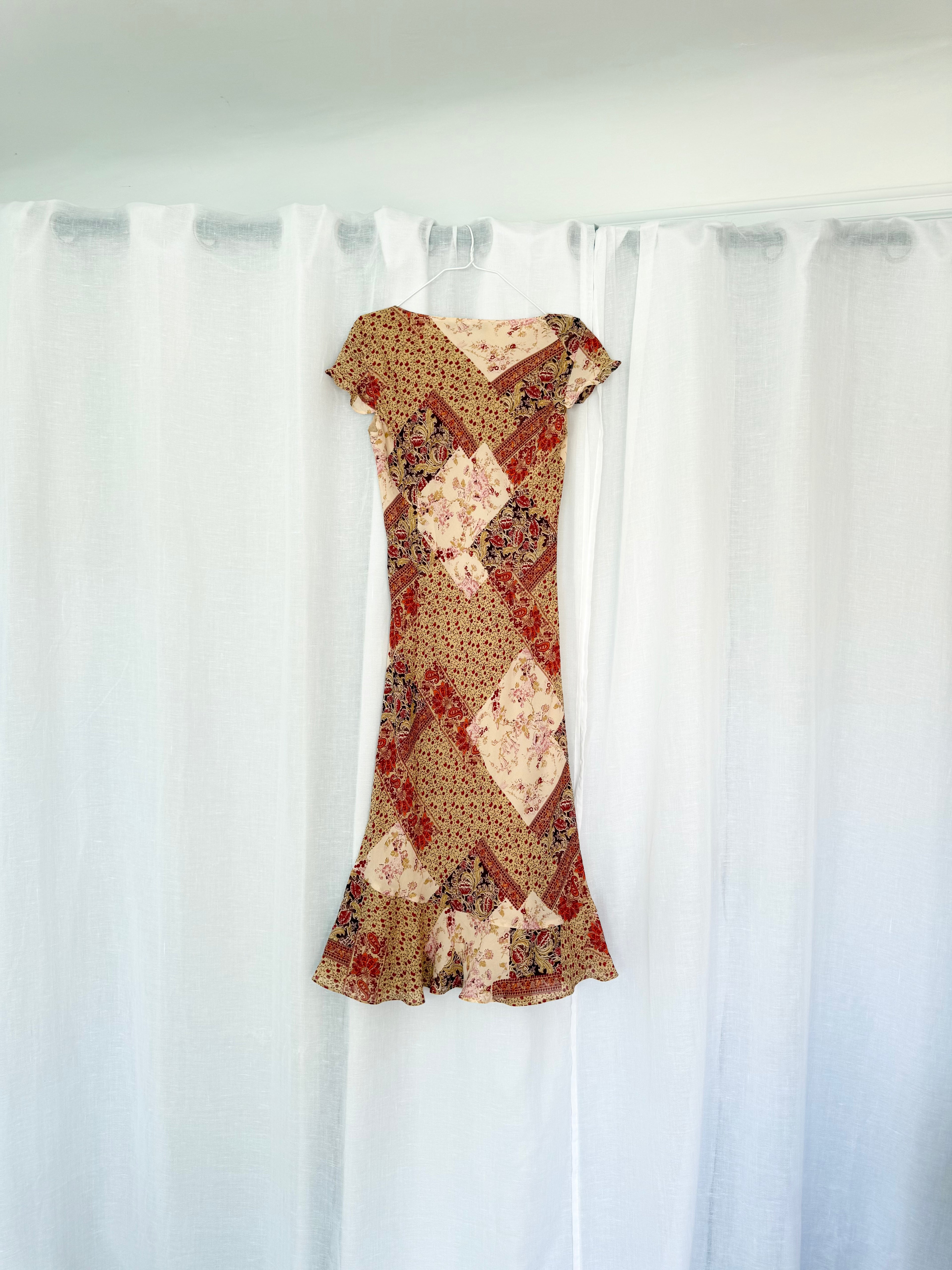 ✿ vintage patchwork floral handkerchief midi dress