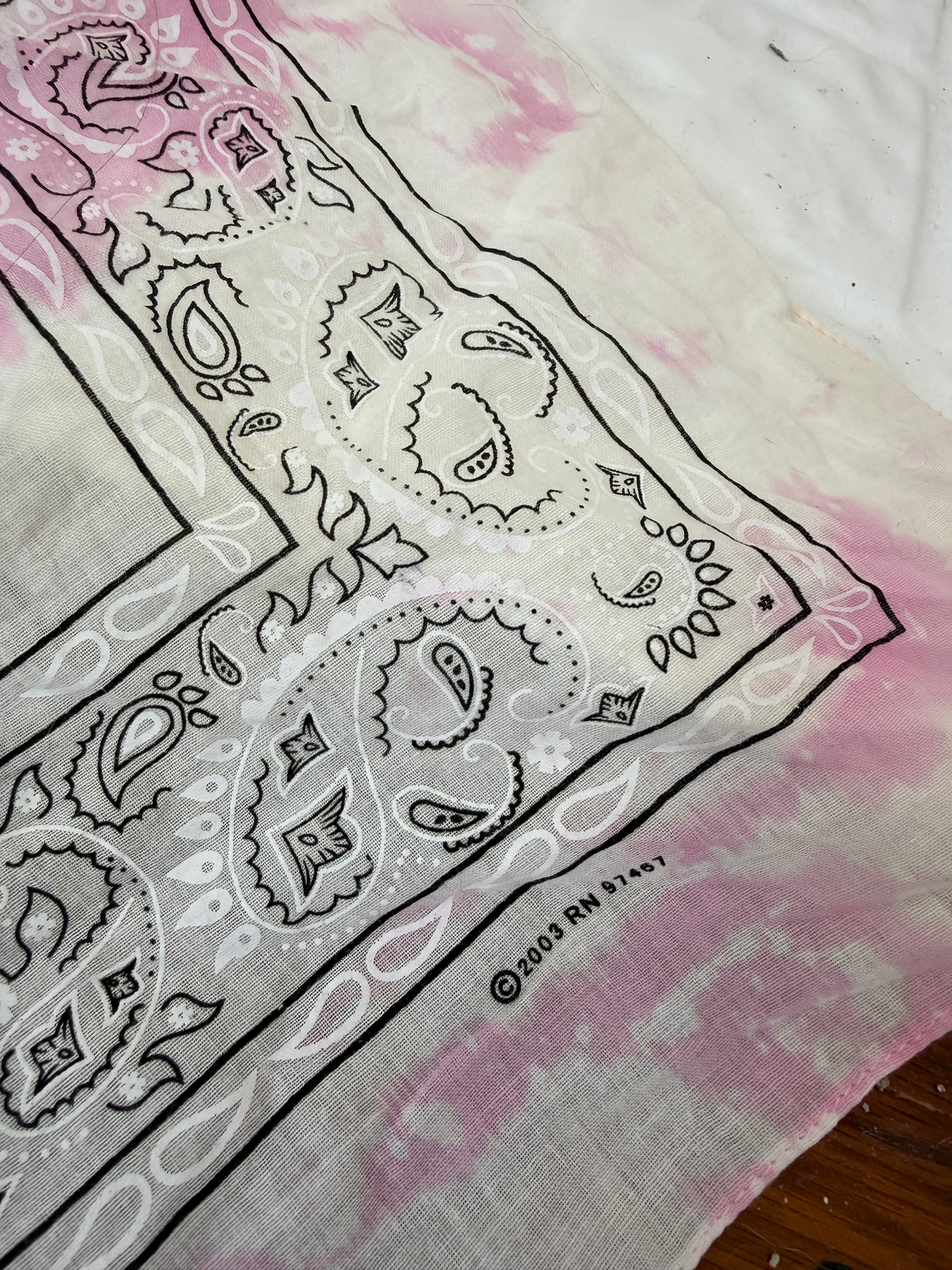 ⋆୨୧˚ hand dyed pink tie dye bandana scarf ˚୨୧⋆