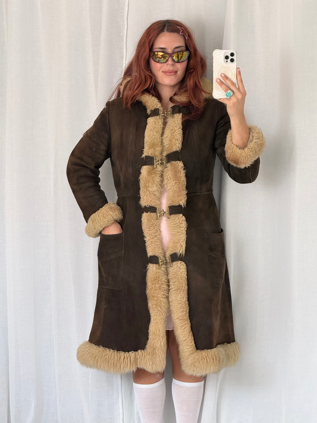 70s penny lane faux suede coat ✧