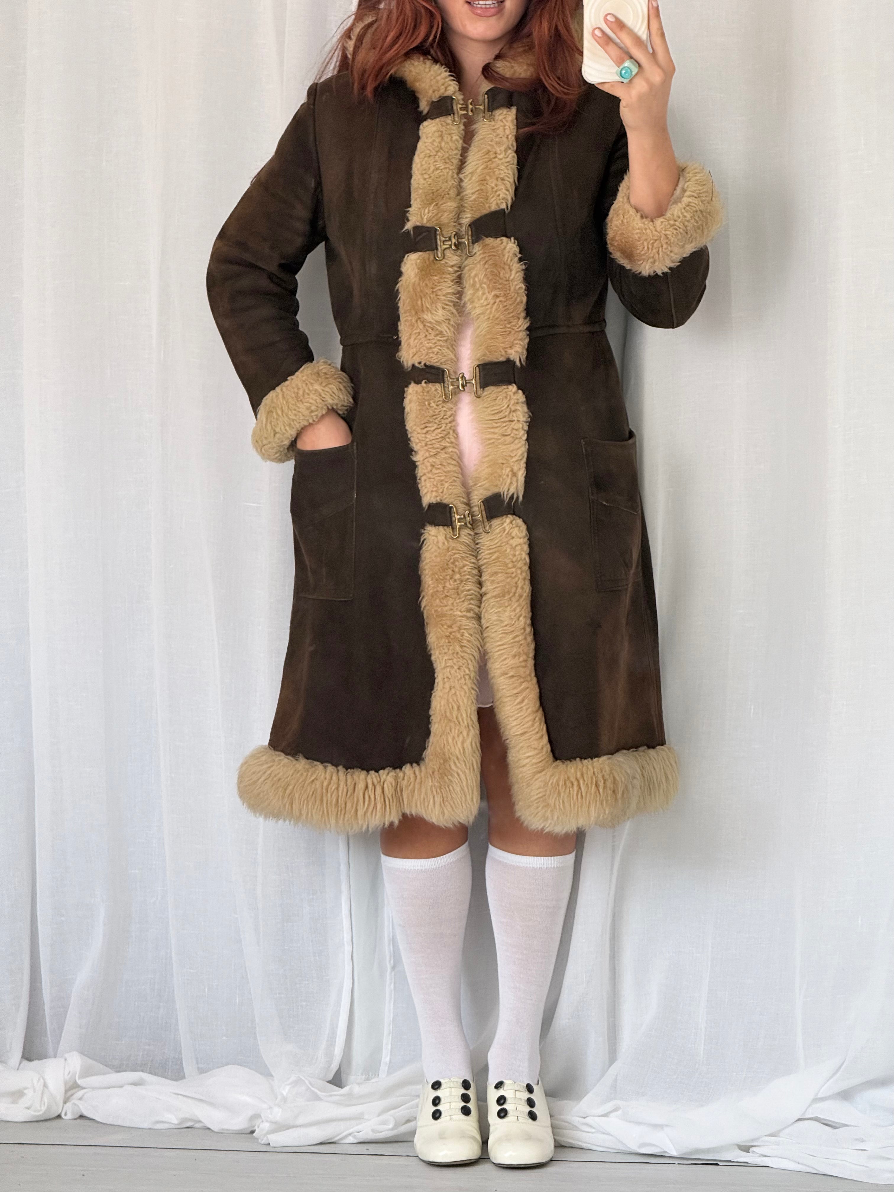 70s penny lane faux suede coat ✧