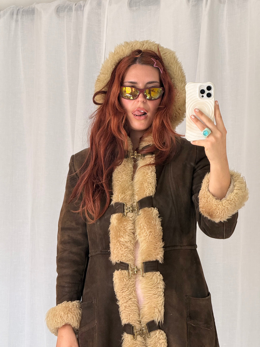 70s penny lane faux suede coat ✧