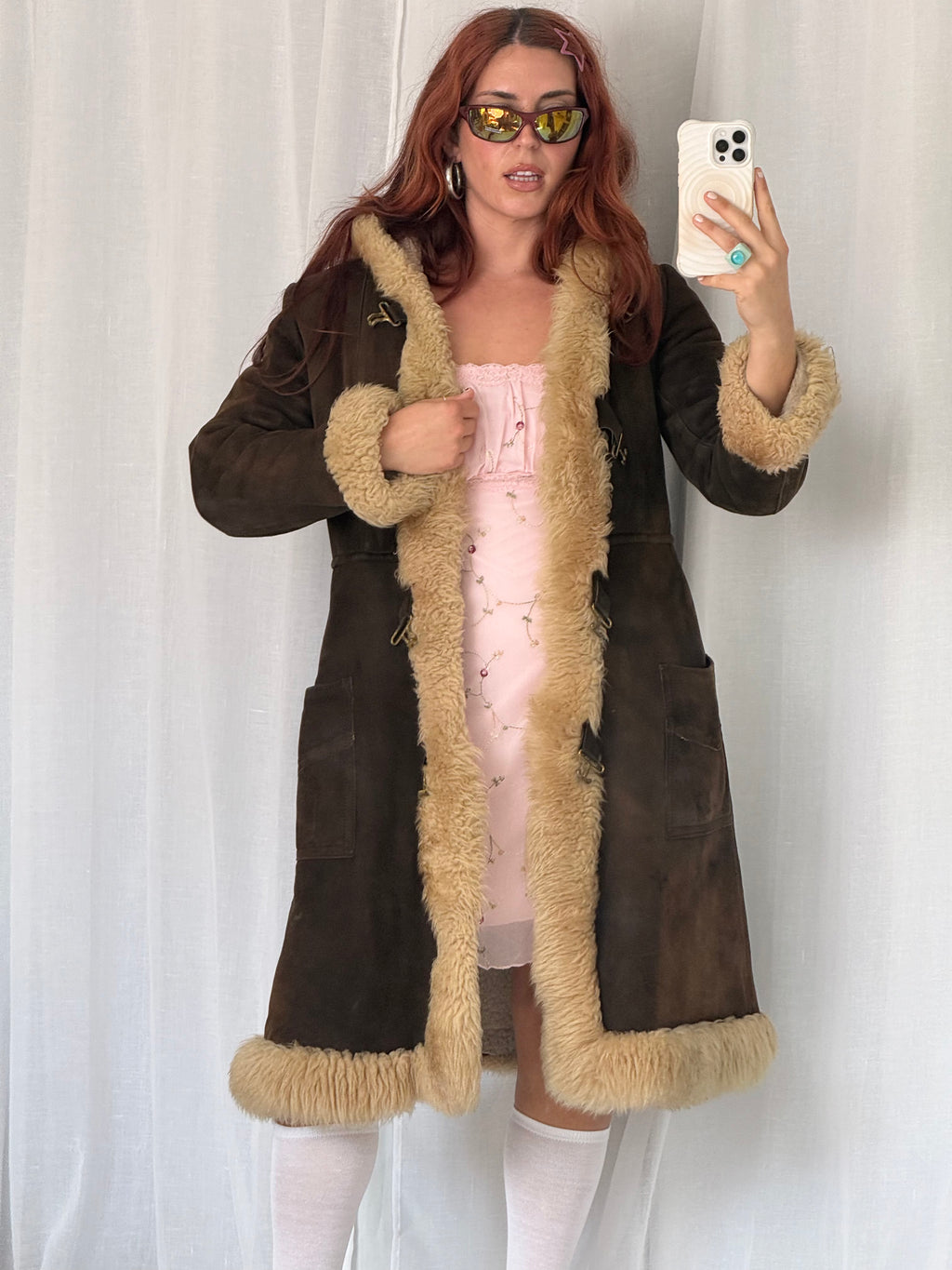 70s penny lane faux suede coat ✧