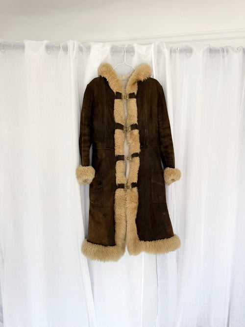 70s penny lane faux suede coat ✧