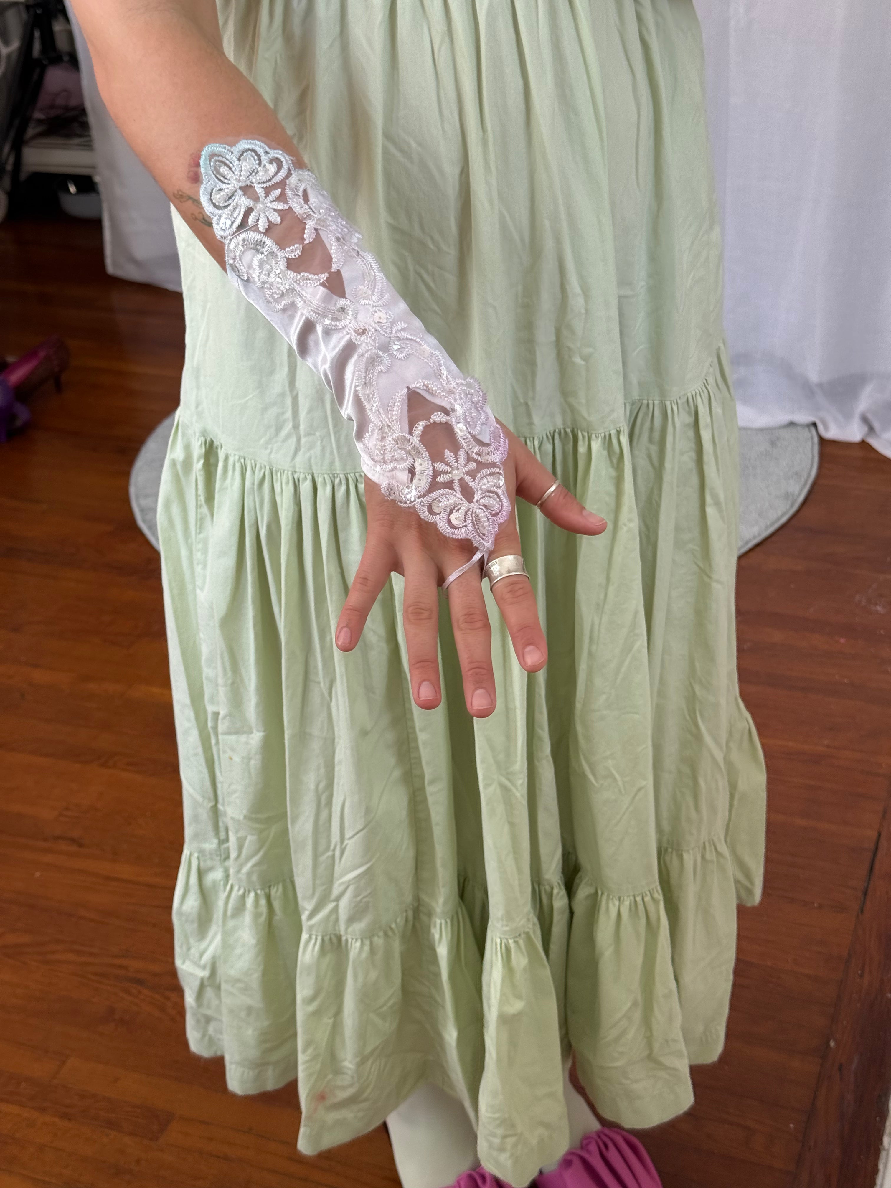 hand dyed lace fingerless gloves pastel ombré