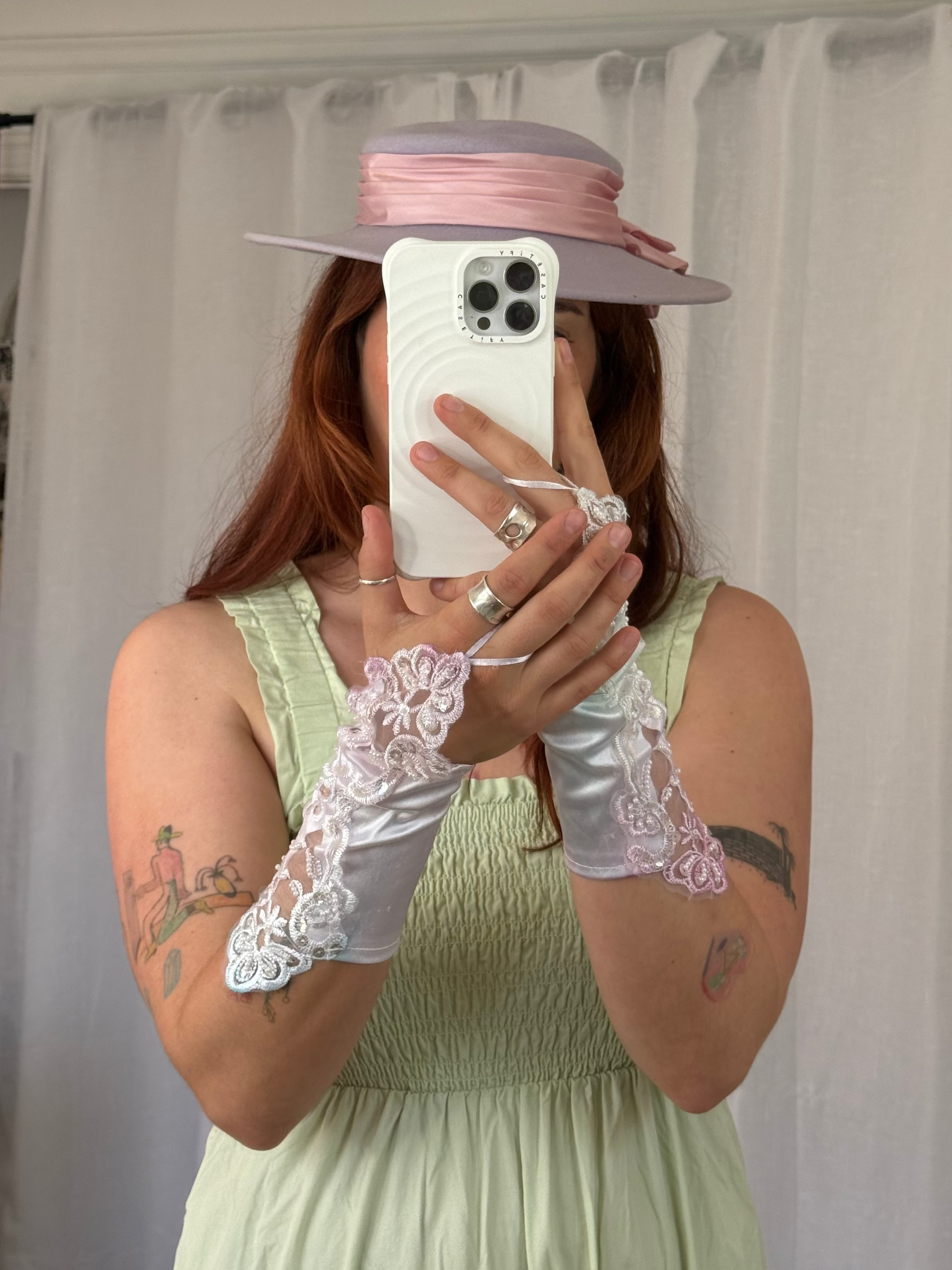 hand dyed lace fingerless gloves pastel ombré