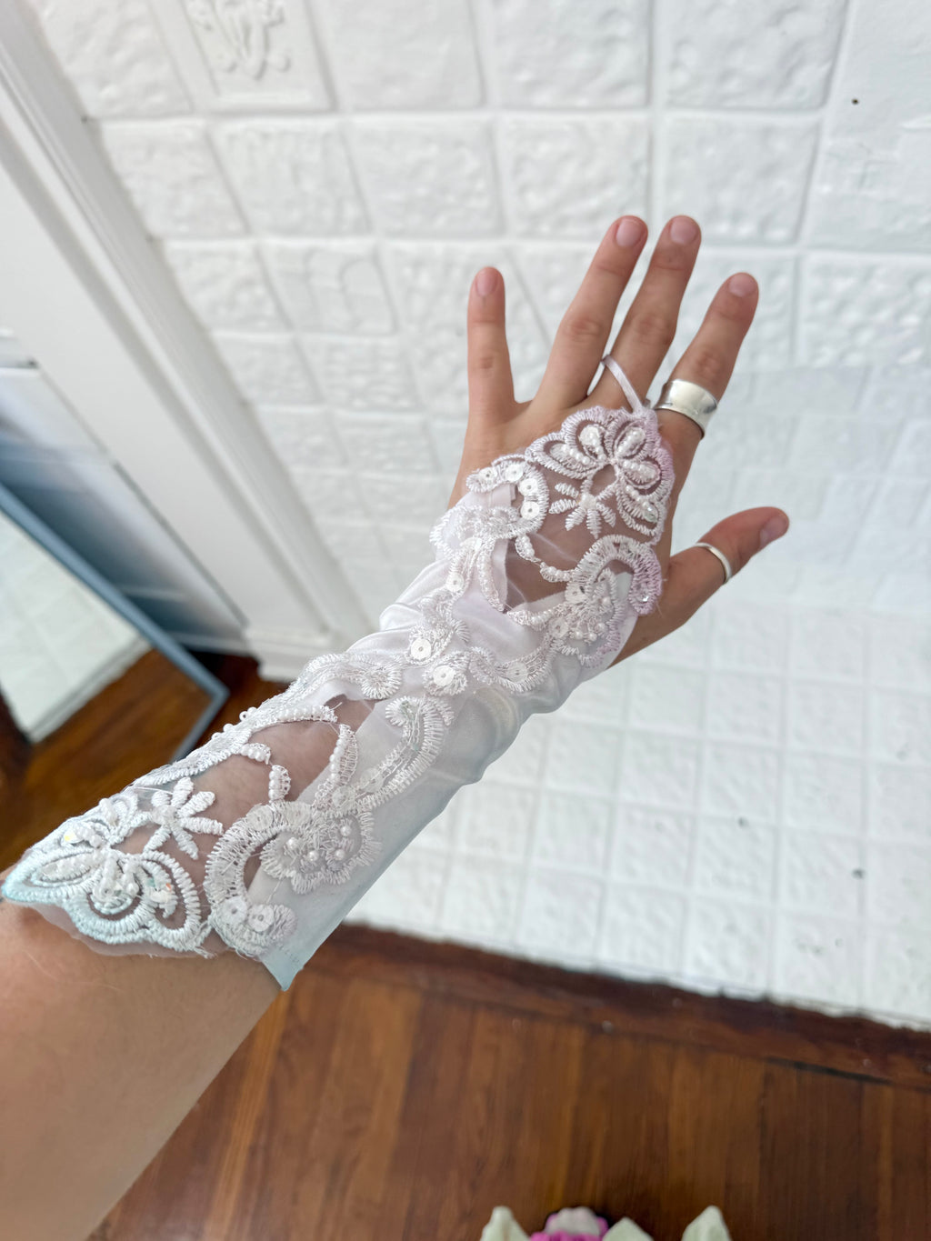 hand dyed lace fingerless gloves pastel ombré