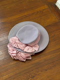 vintage wide brim wool hat ribbon rosette