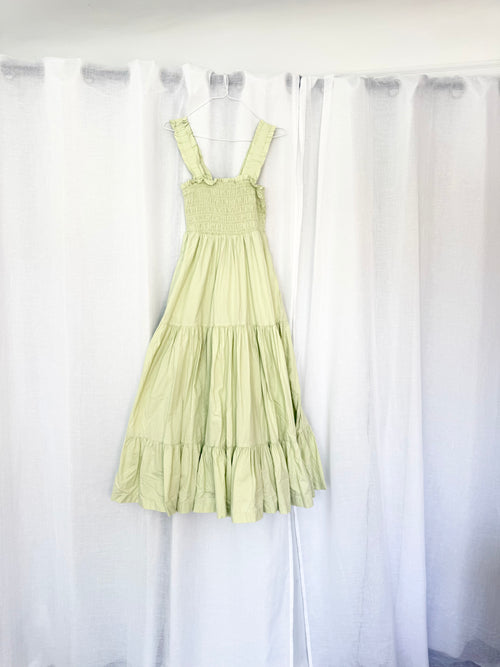 airycore smocked midi dress abercrombie