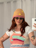 handmade crochet floral beanie