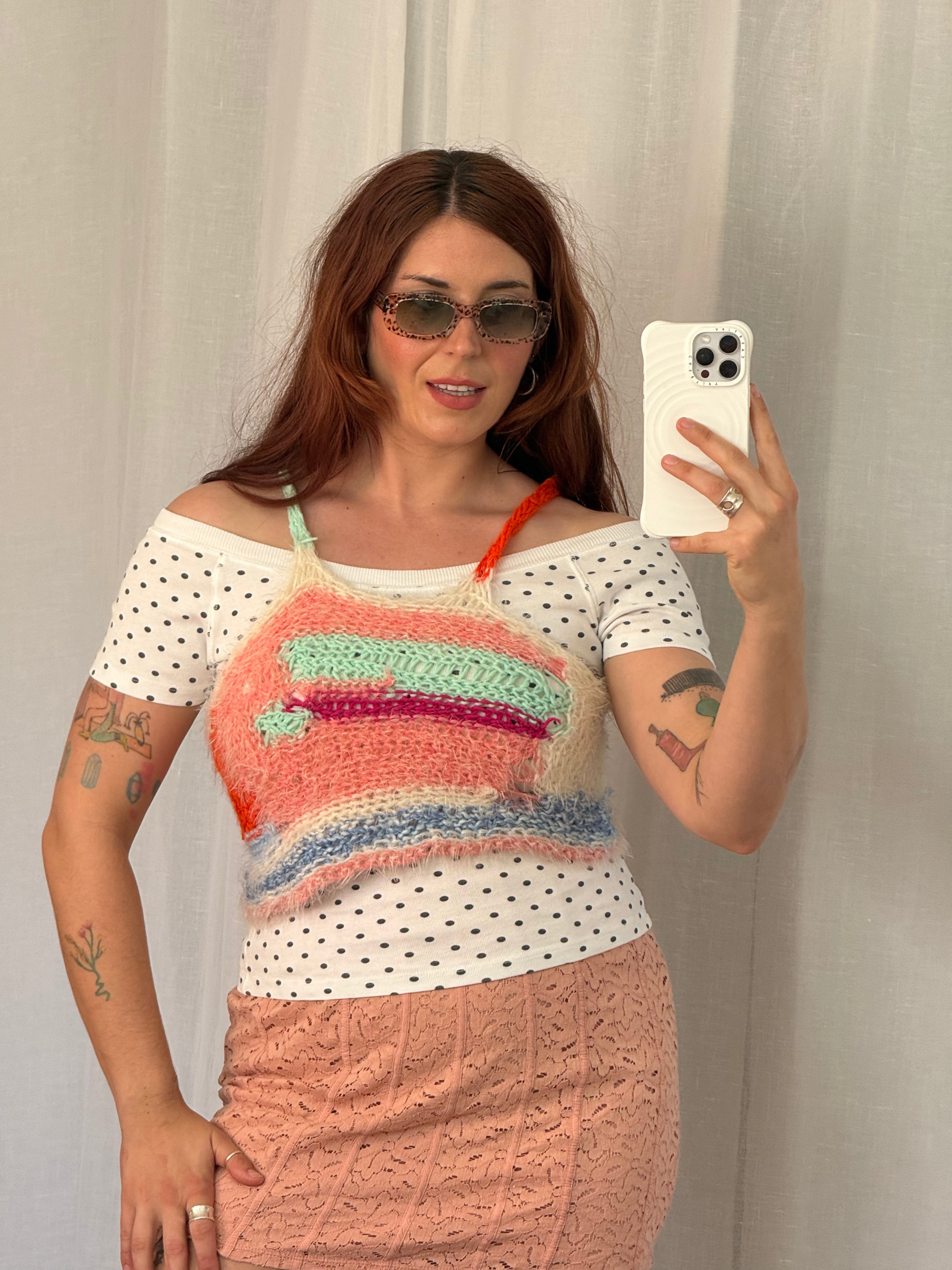 handmade patchwork knit cami top