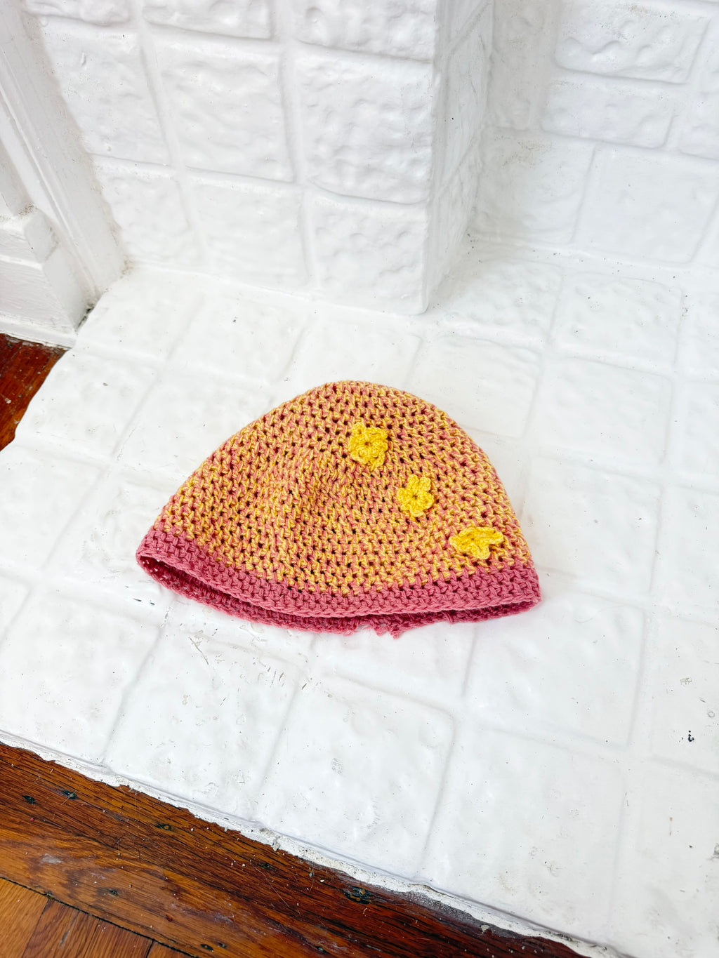 handmade crochet floral beanie