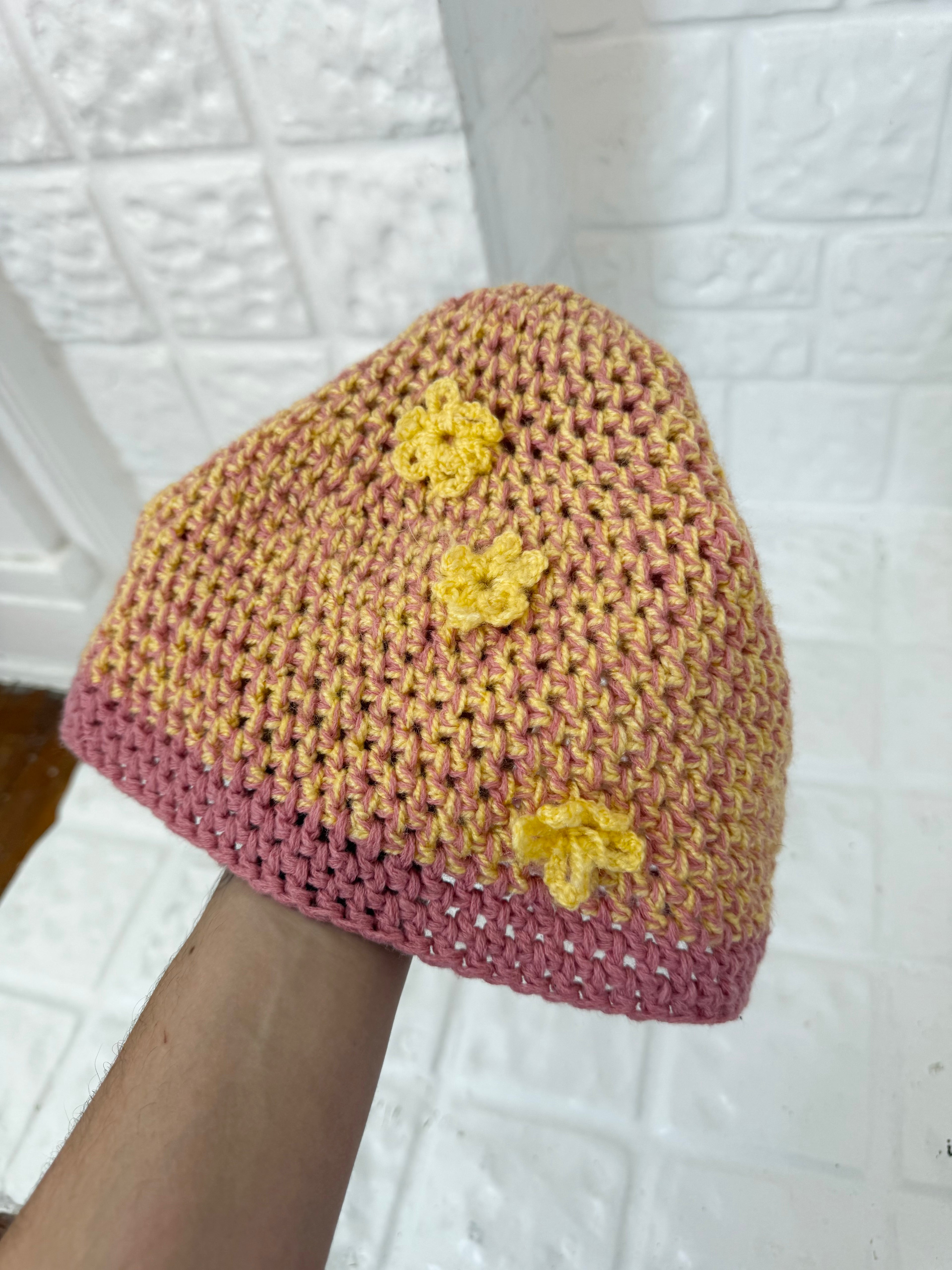 handmade crochet floral beanie