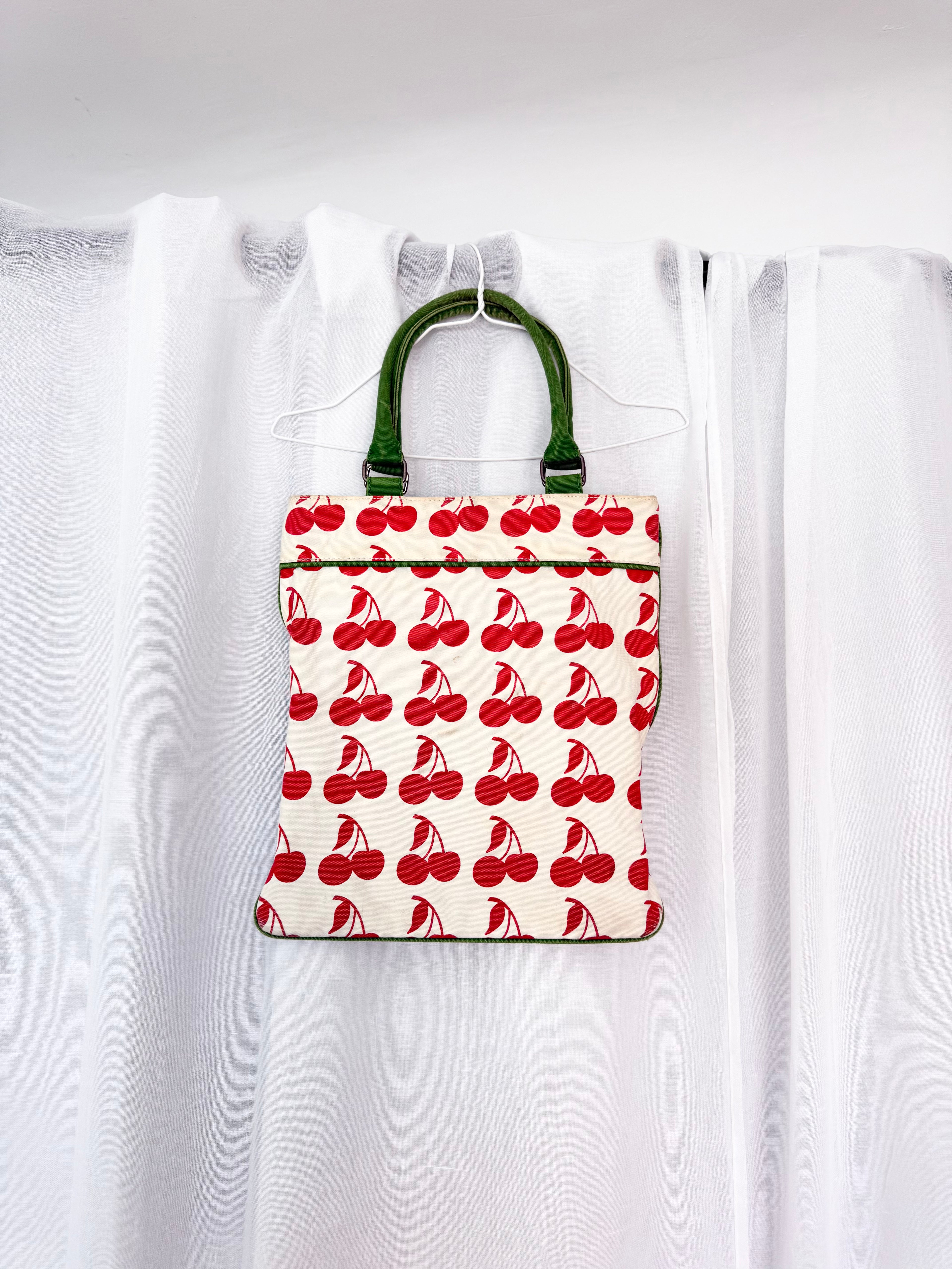 ⋆｡˚ 🍒 cherry print canvas tote 🍒 ⋆｡˚
