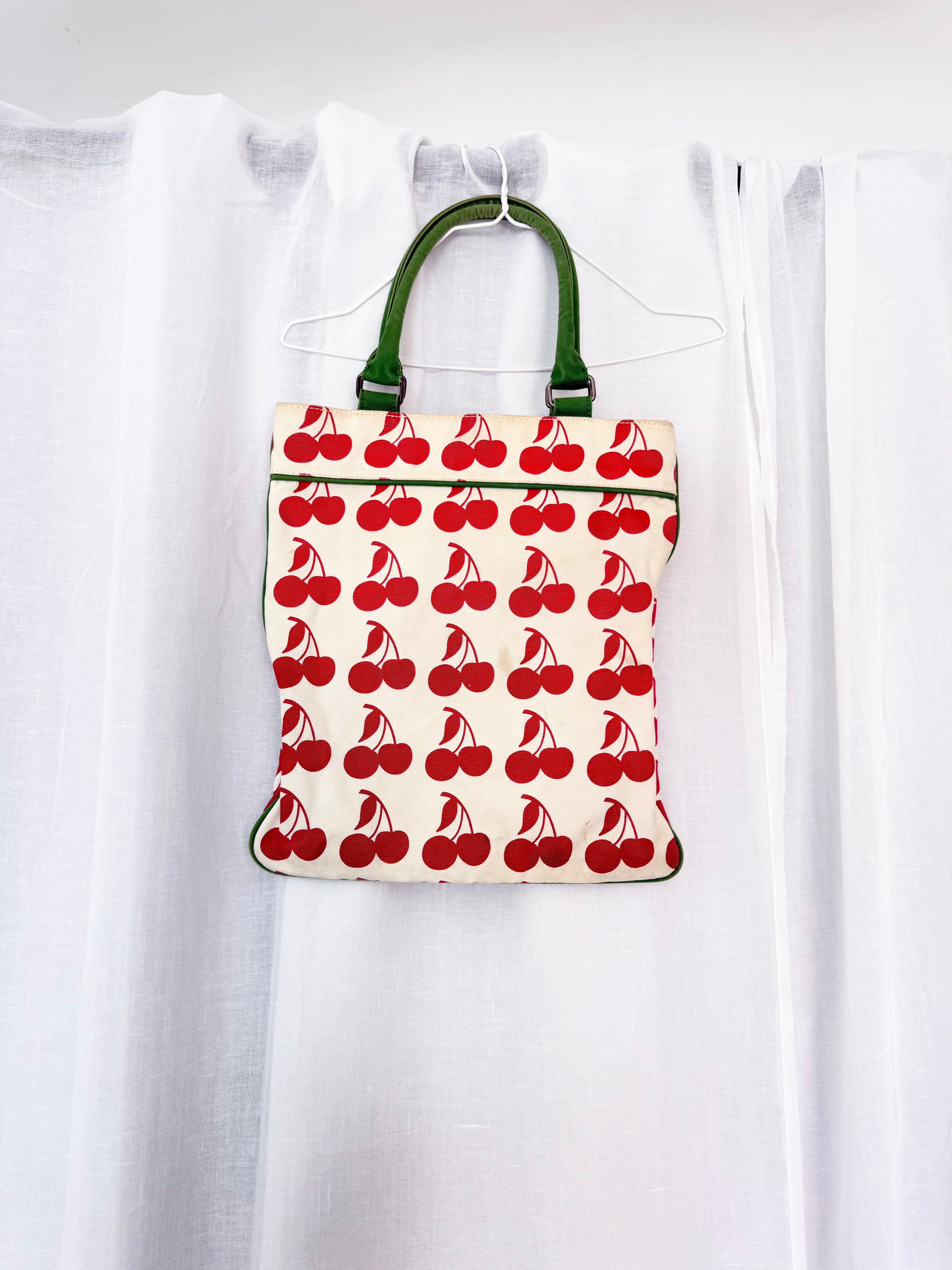 ⋆｡˚ 🍒 cherry print canvas tote 🍒 ⋆｡˚