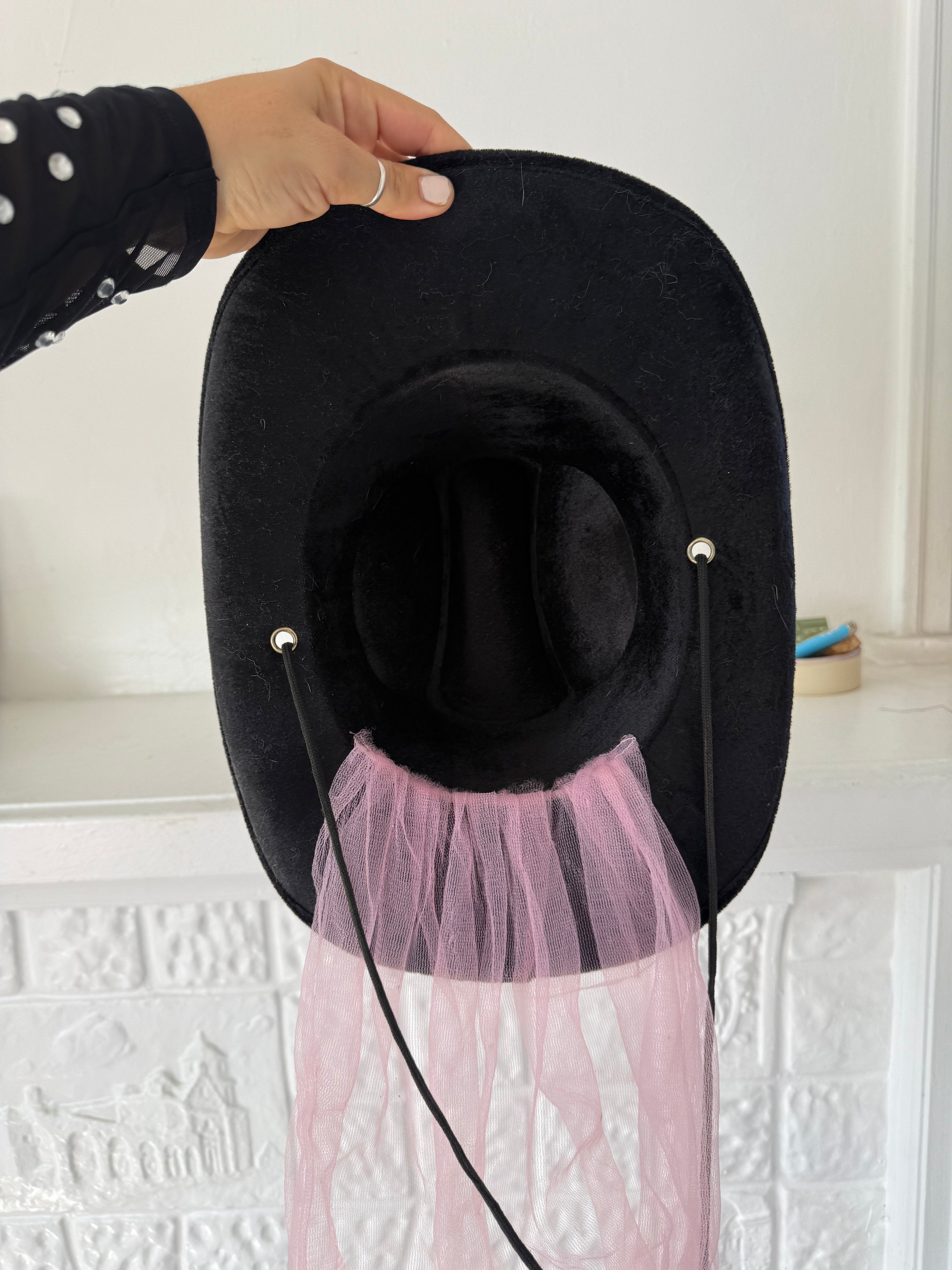 ✧ sequin cowgirl veil cowboy hat ✧