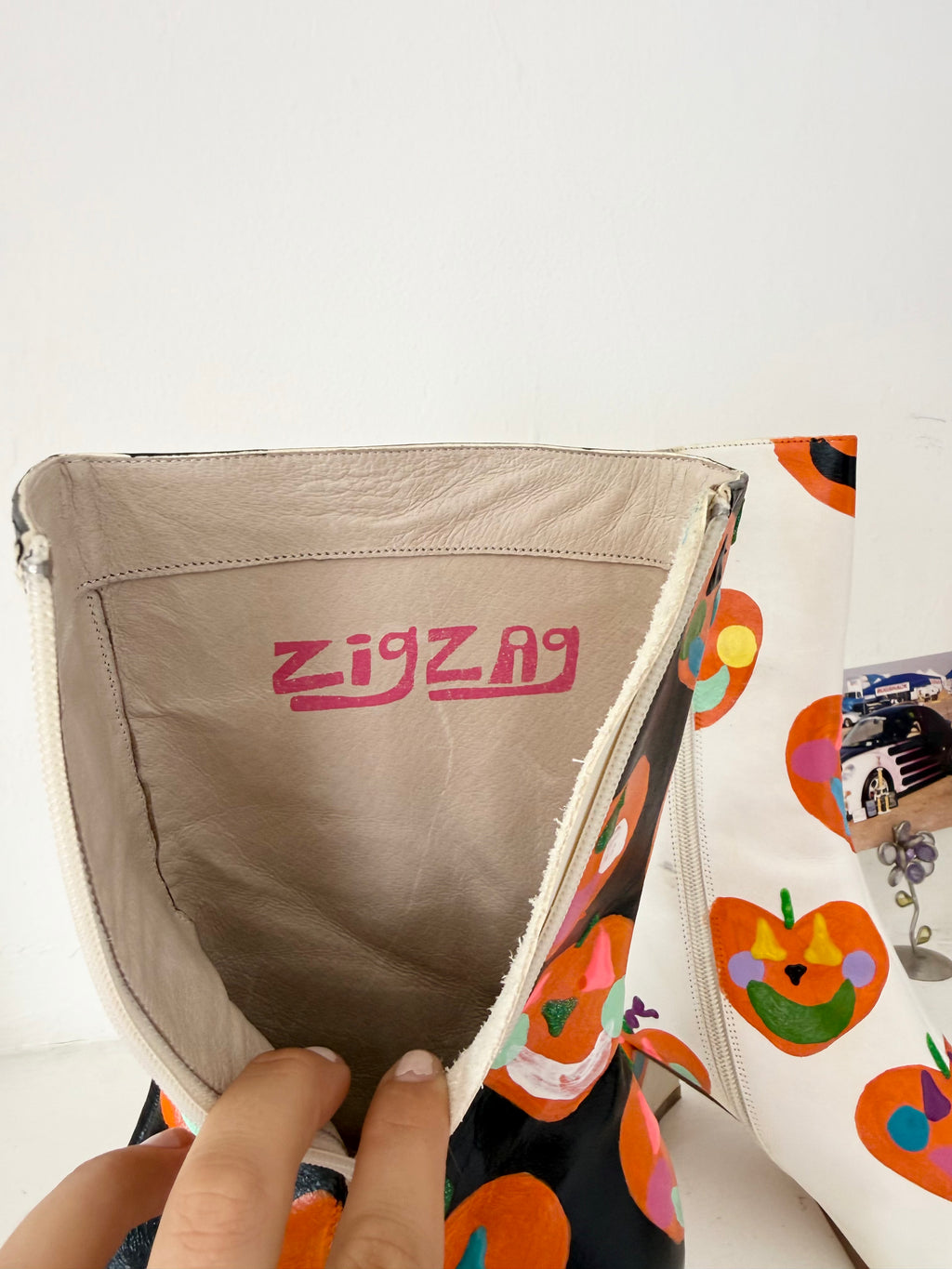 one of one hand painted pumpkin boots ✧ (size 8.5)