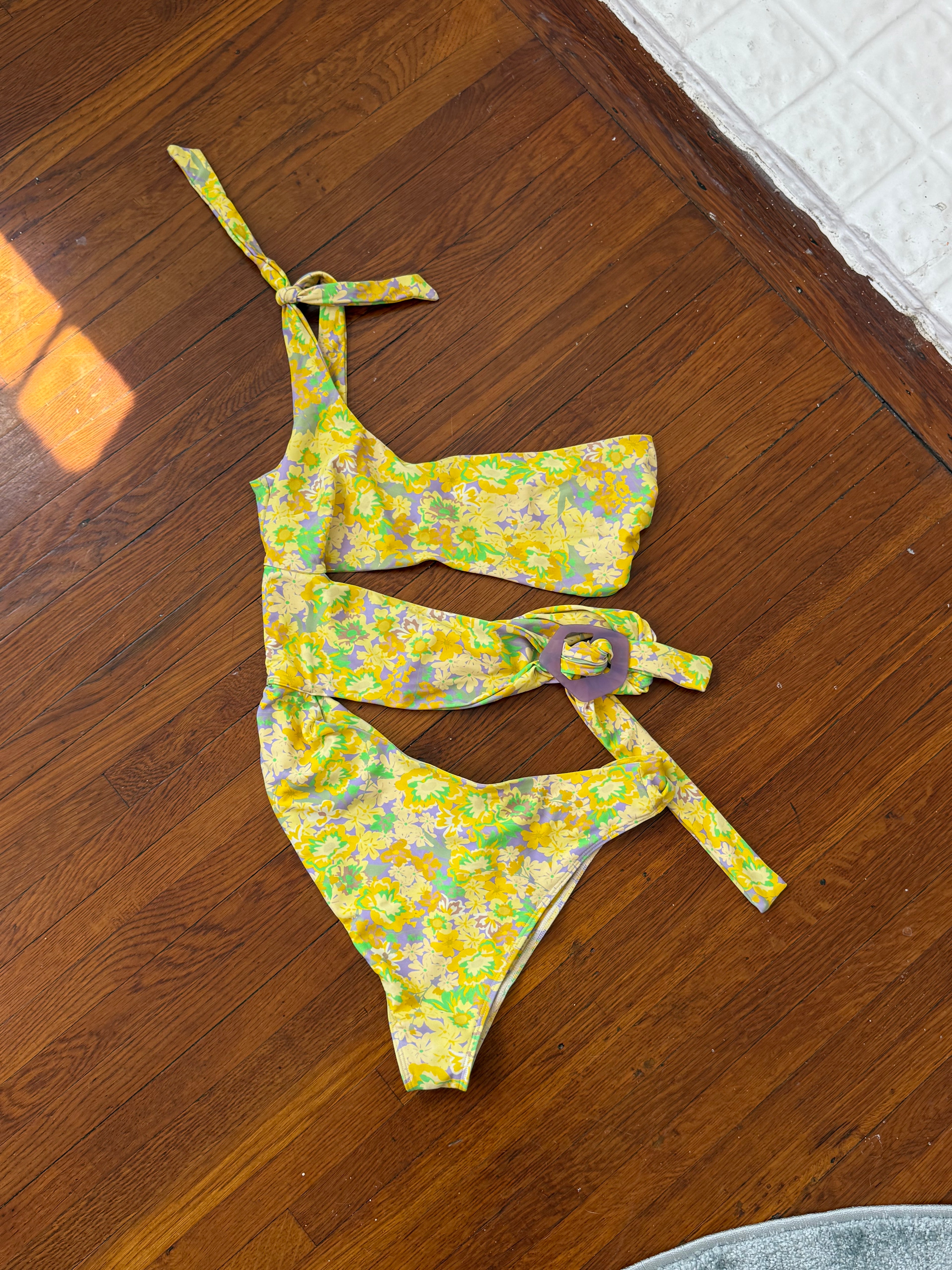 floral cutout one shoulder bikini for love &amp; lemons