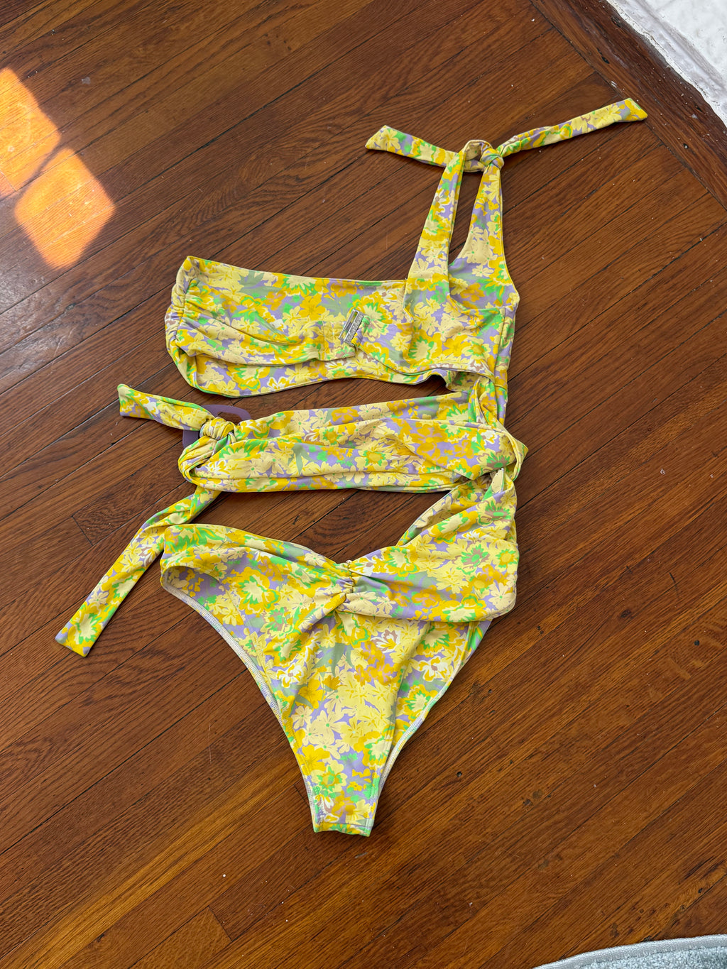 floral cutout one shoulder bikini for love &amp; lemons