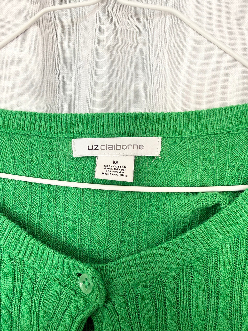 ⋆｡˚ ✿ green cable knit cardigan ✿