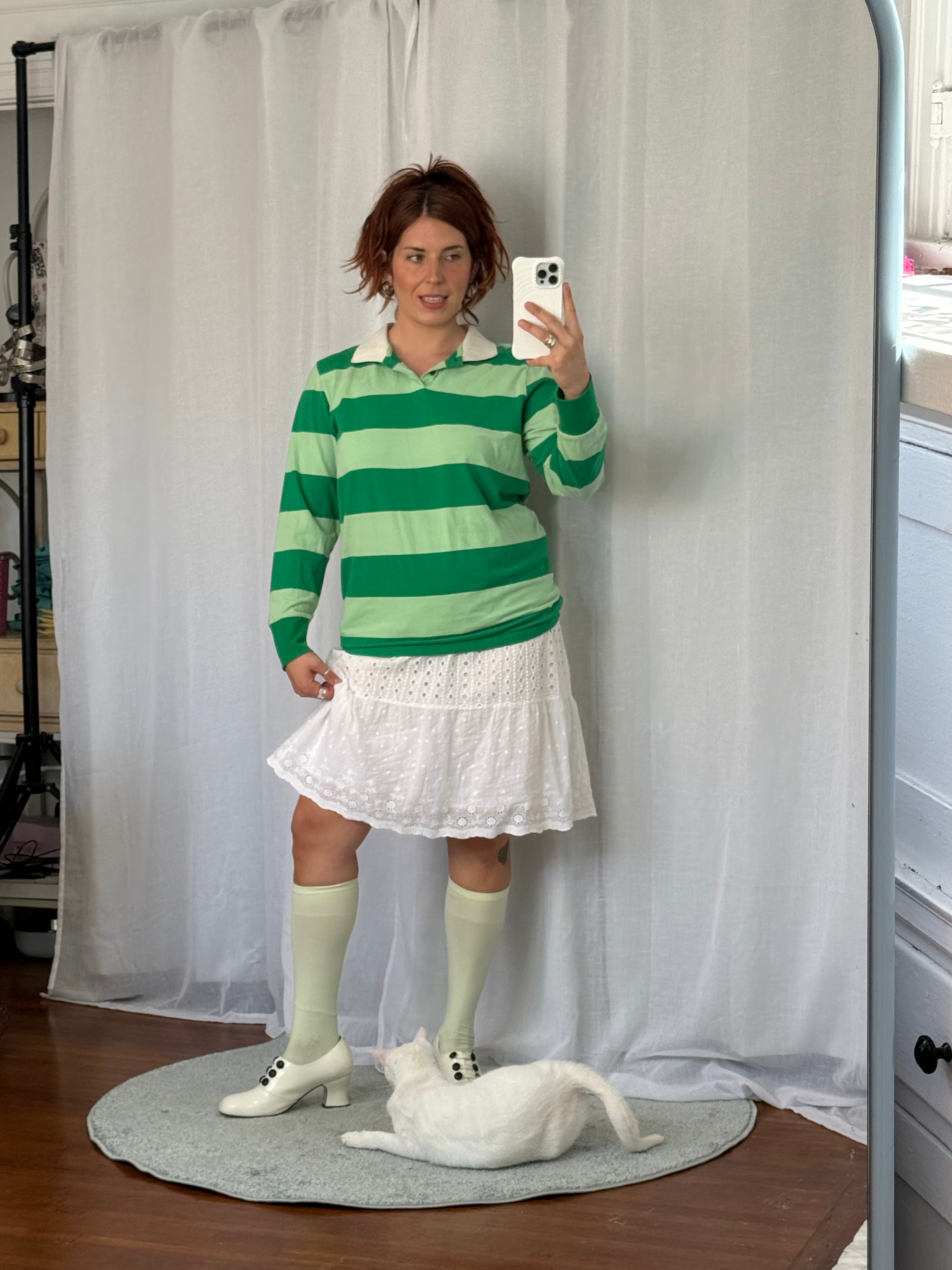 green striped rugby long sleeve